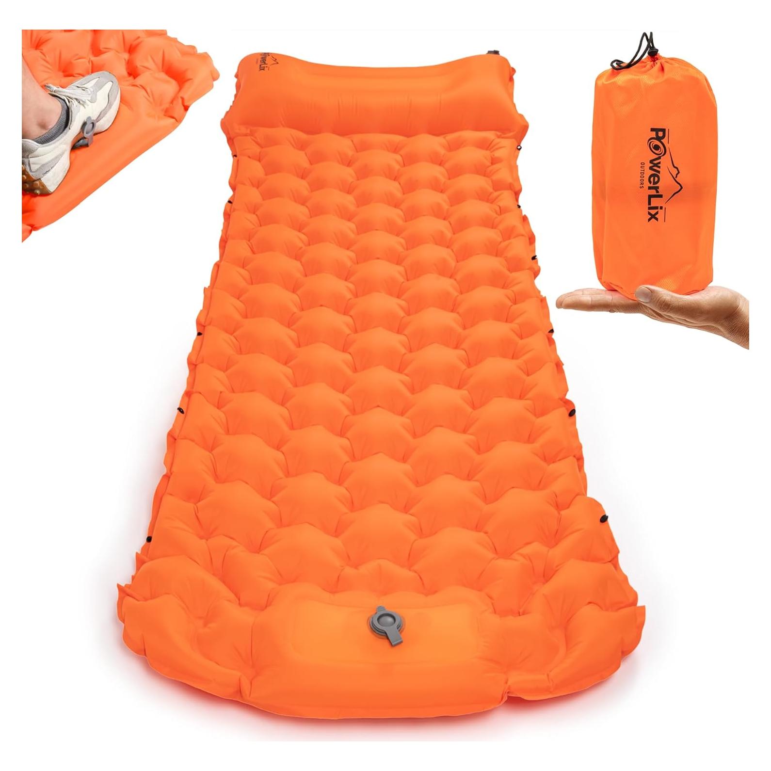 Colchoneta de Camping POWERLIX Individual Inflable con Almohada