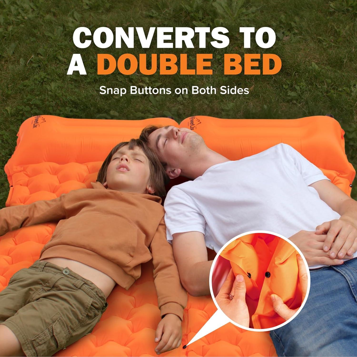 Colchoneta de Camping POWERLIX Individual Inflable con Almohada