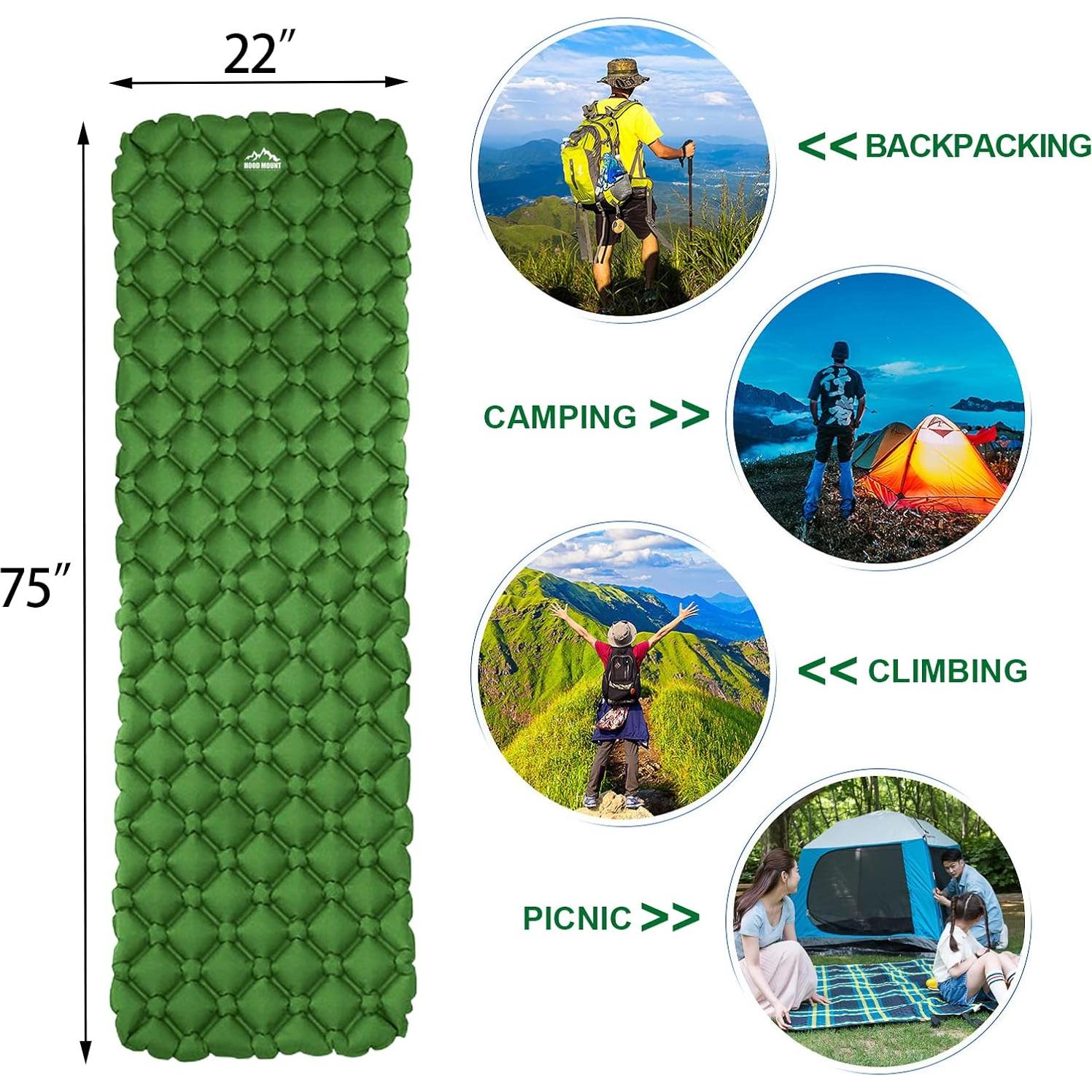 Sleeping pad,Camping pad,for Camping, Hiking, Kayaking, or Any Other Outdoor Activity.(Includes Repair kit & Inflatable Bag)