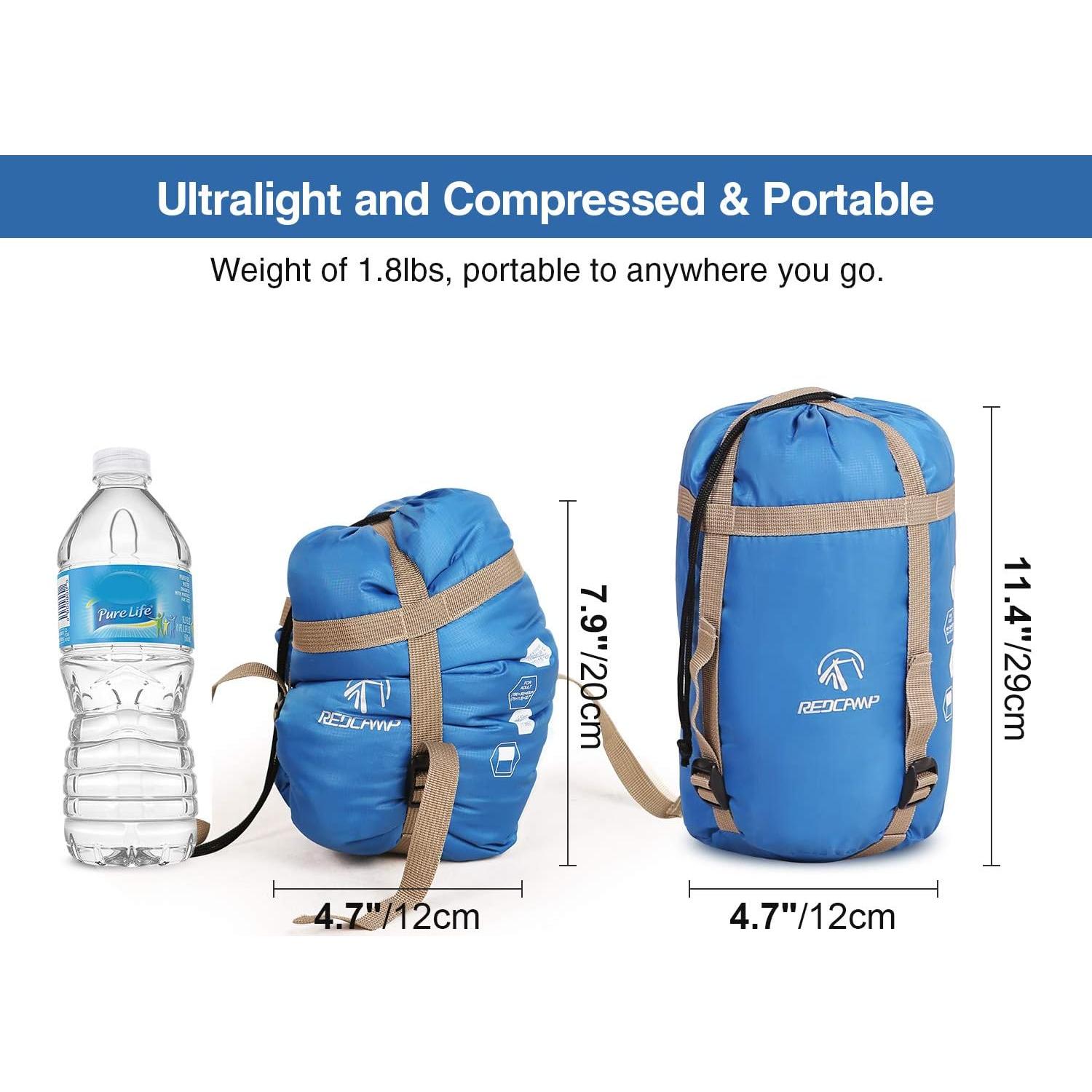 Saco de Dormir REDCAMP Ultra Ligero 190x83cm para Camping