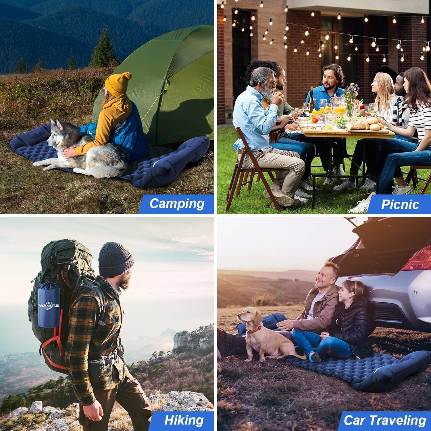 Almohadilla Inflable WANNTS para Camping 190.5x63.5cm Azul