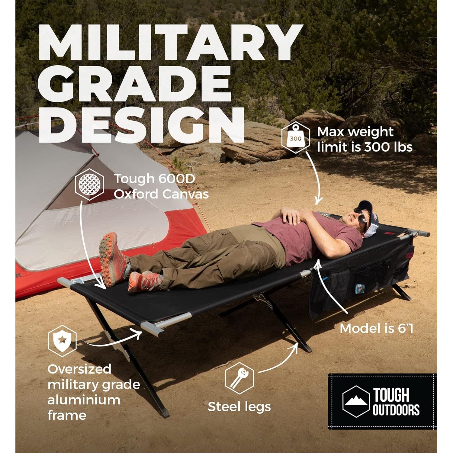 Cama de Camping Tough Outdoors XL Plegable 211x81 cm 136 kg