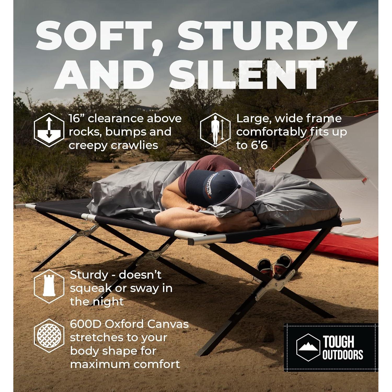 Cama de Camping Tough Outdoors XL Plegable 211x81 cm 136 kg