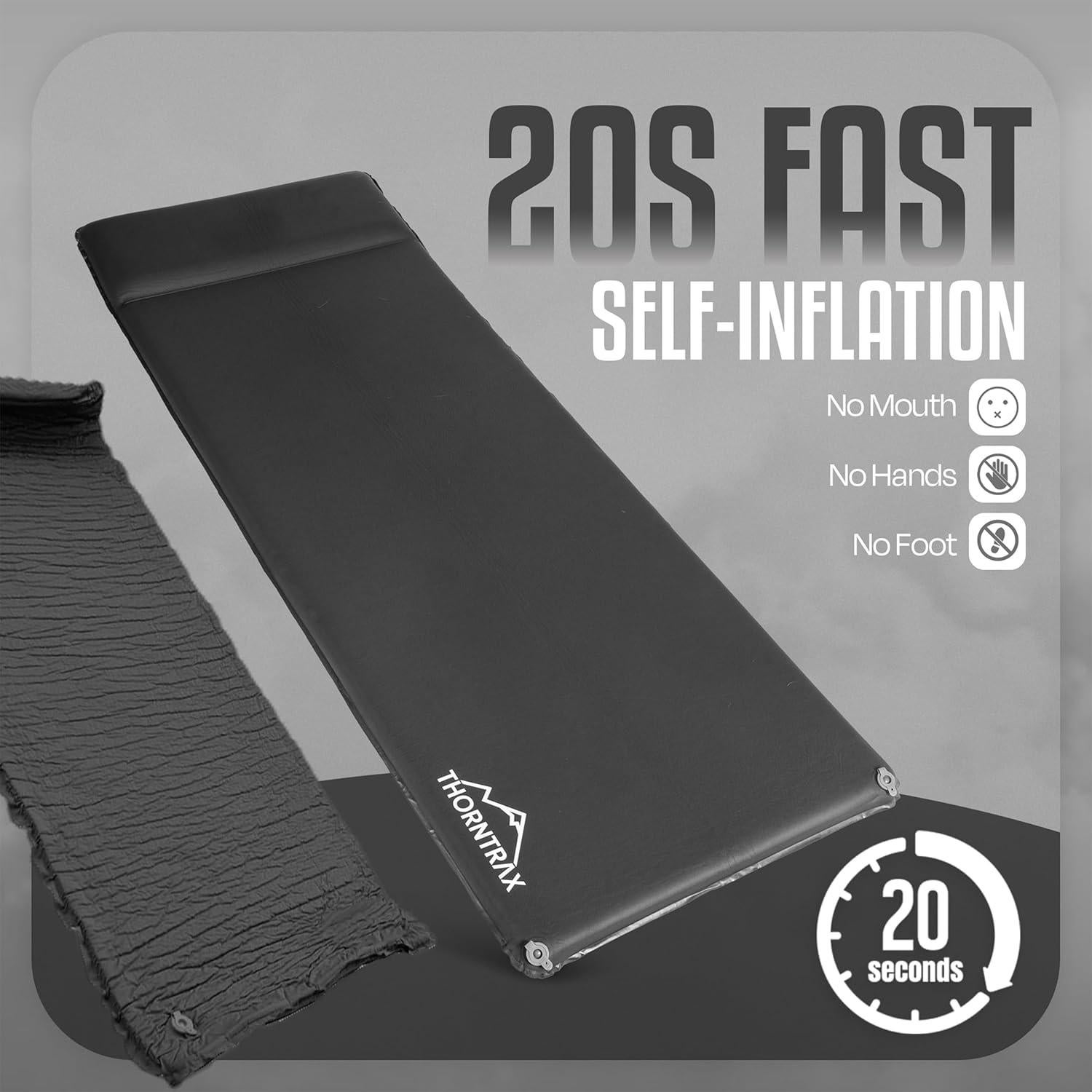 Almohadilla de Camping Autoinflable Thorntrax 7.9 cm Gris