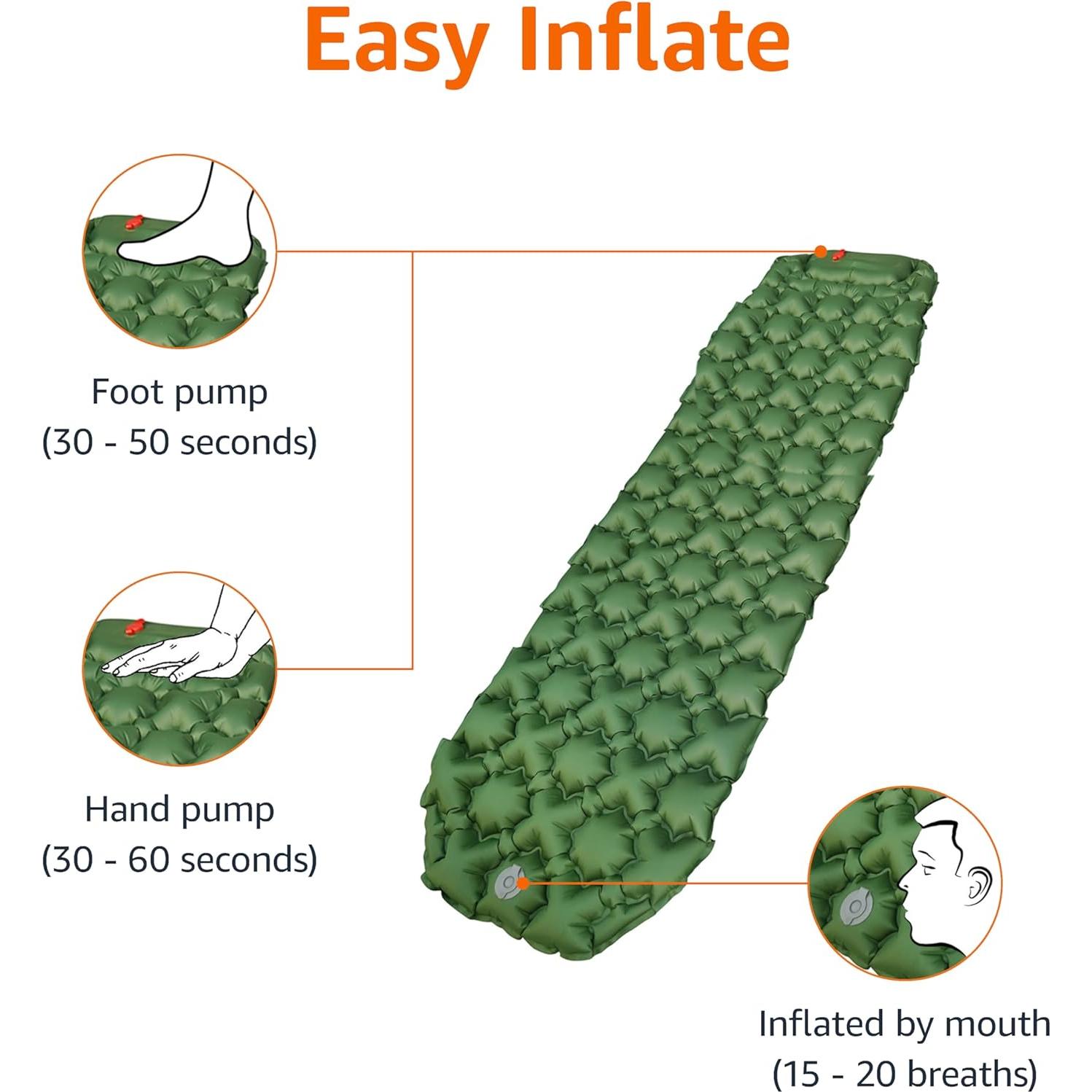 Almohadilla de Camping Amazon Basics Ultraligera Verde Oliva