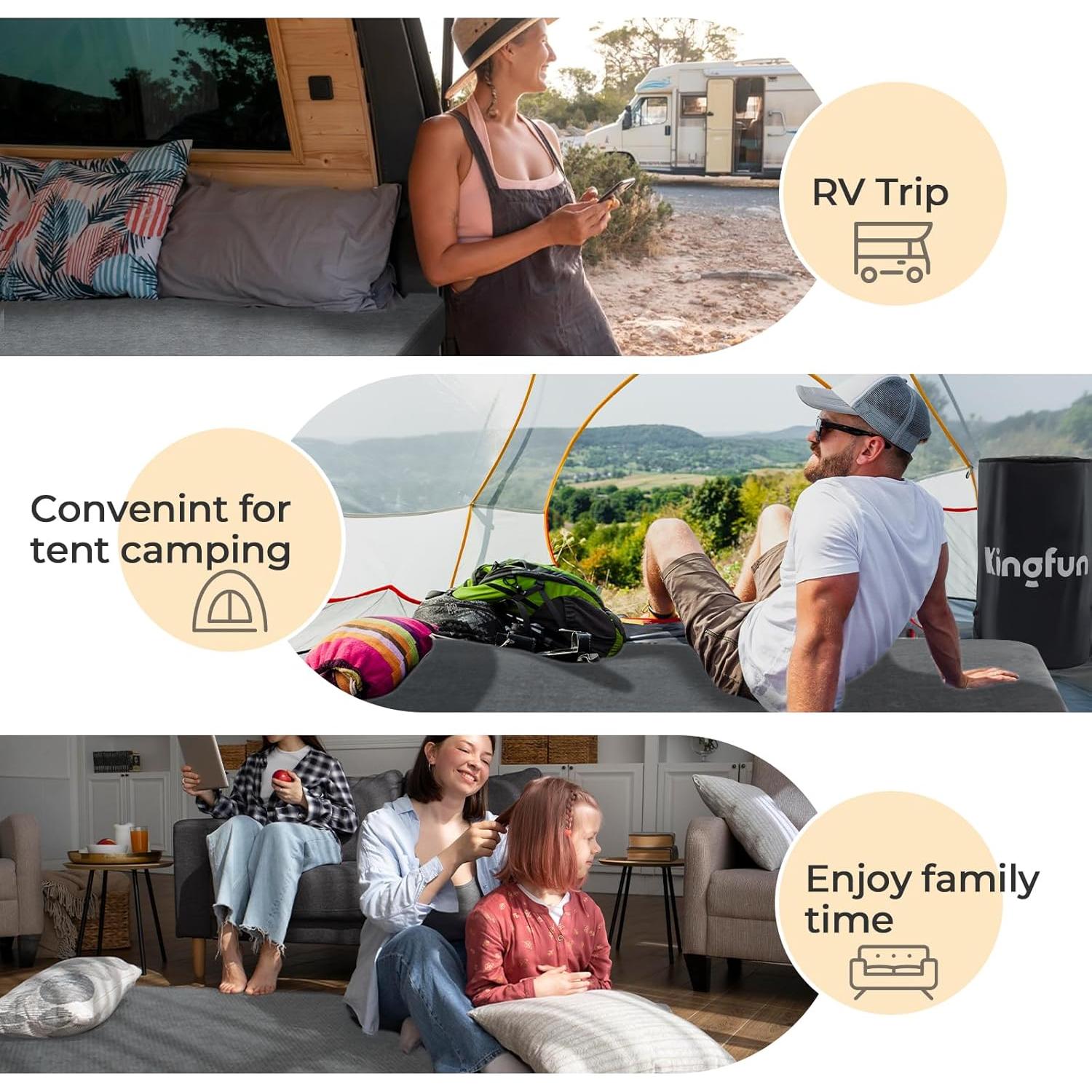 Colchoneta de Camping Kingfun 190.5x63.5x7.6 cm Plegable