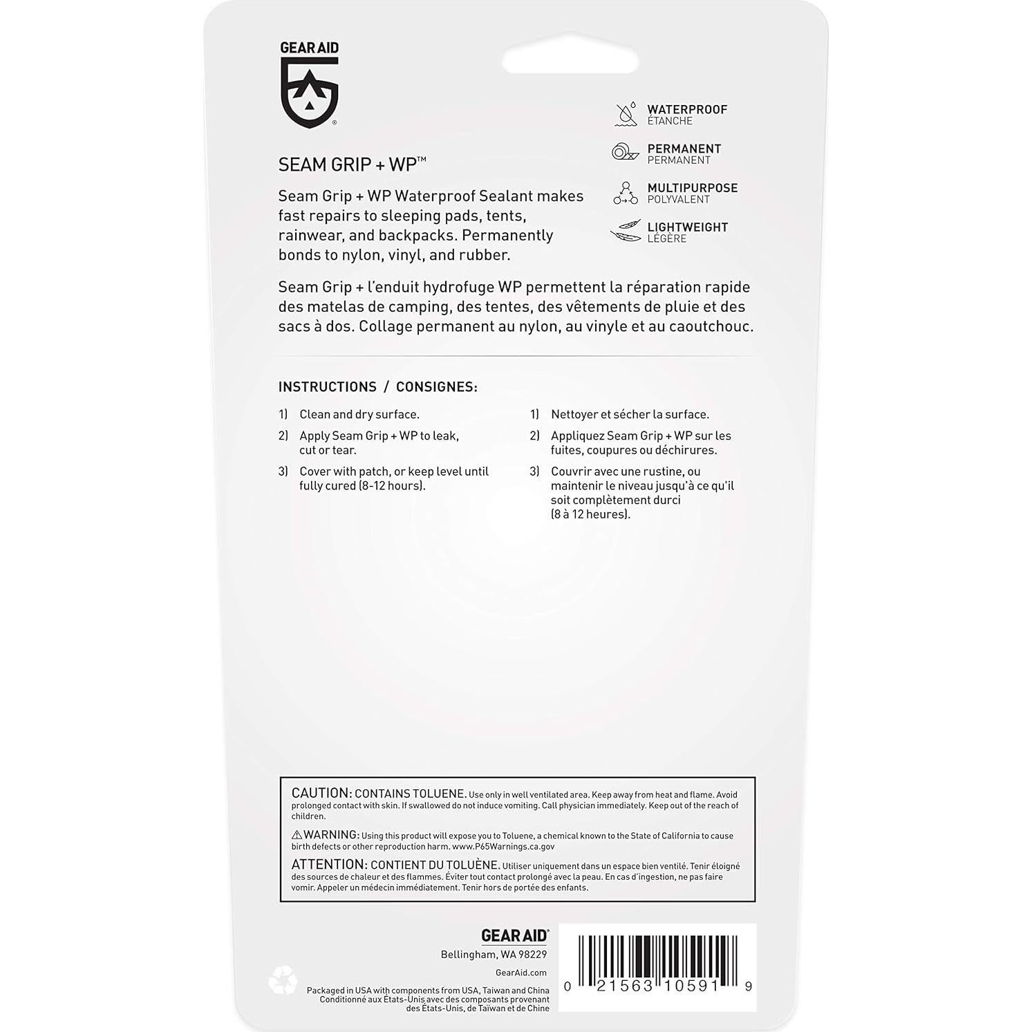 Kit de Reparación GEAR AID Seam Grip WP 7.1g para Tiendas y Colchones