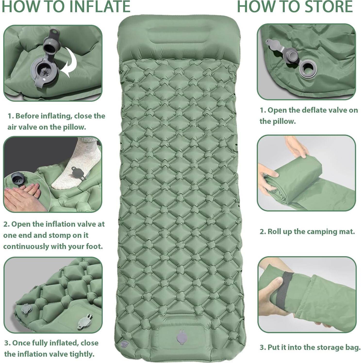 Colchón Inflable MEI&CO Individual Verde con Almohada y Bomba