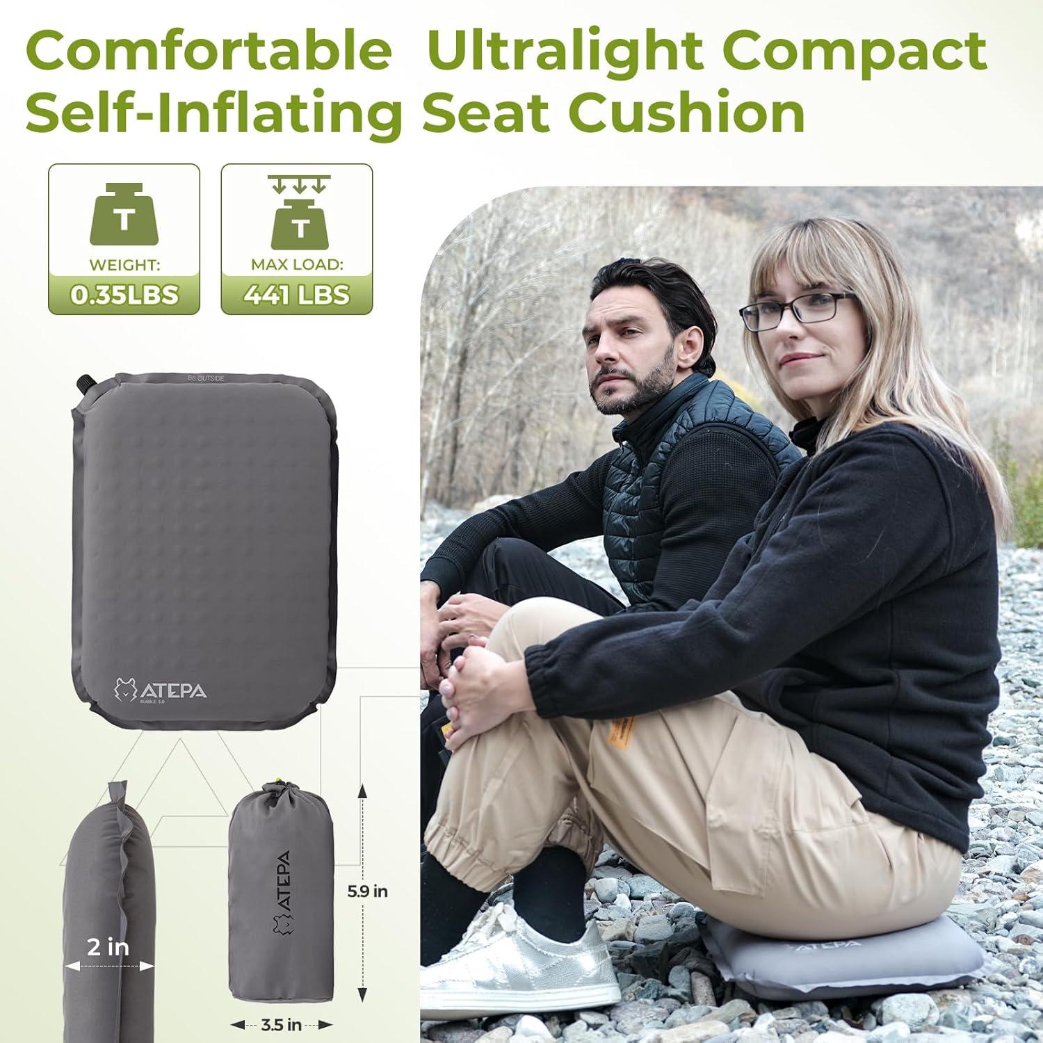 Cojín Inflable Autoinflable ATEPA 38x28 cm para Camping