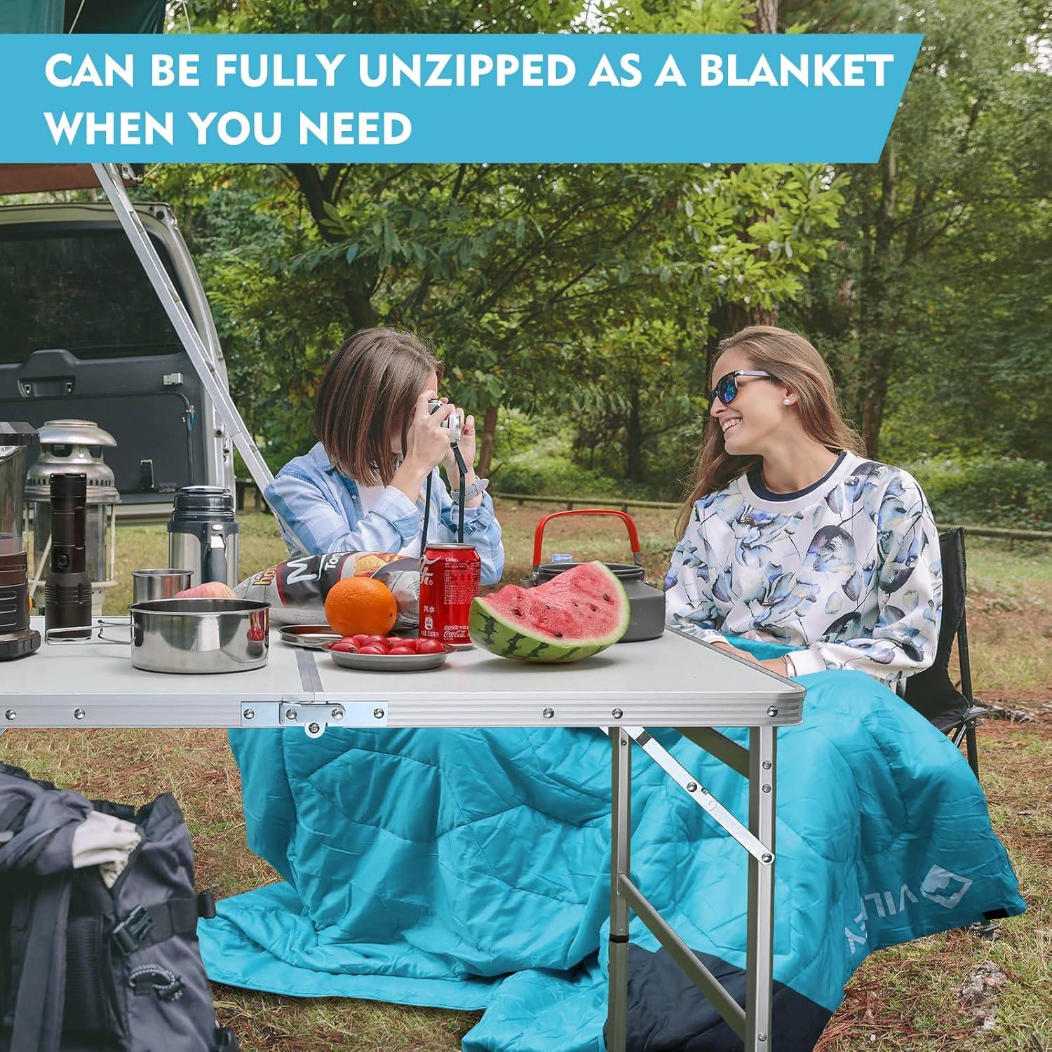 Saco de Dormir VILLEY Ligero 3 Temporadas 1.2 kg Azul