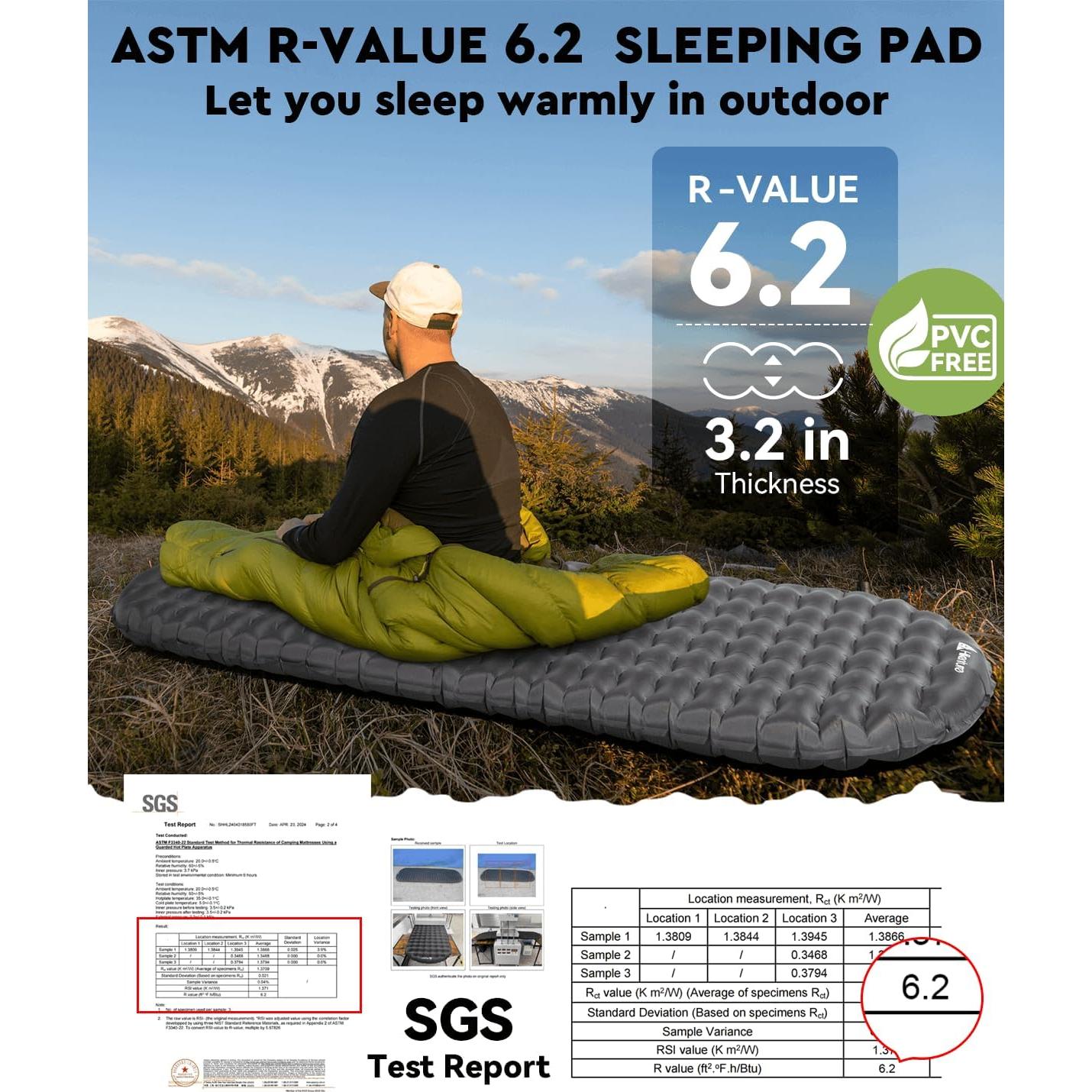 Colchón Inflable Hikenture SLEEPINGPAD 8.1 cm Grueso para Camping