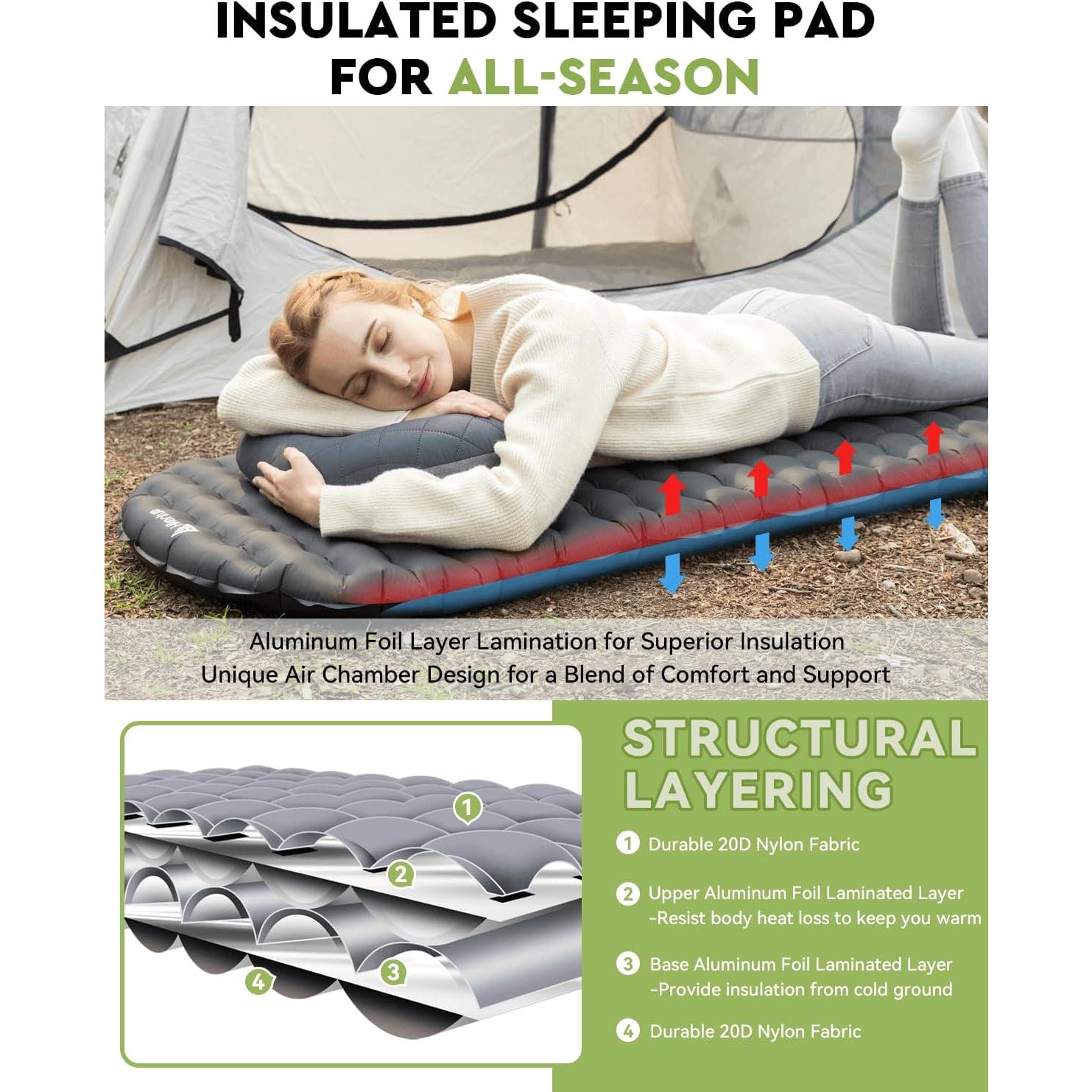 Colchón Inflable Hikenture SLEEPINGPAD 8.1 cm Grueso para Camping
