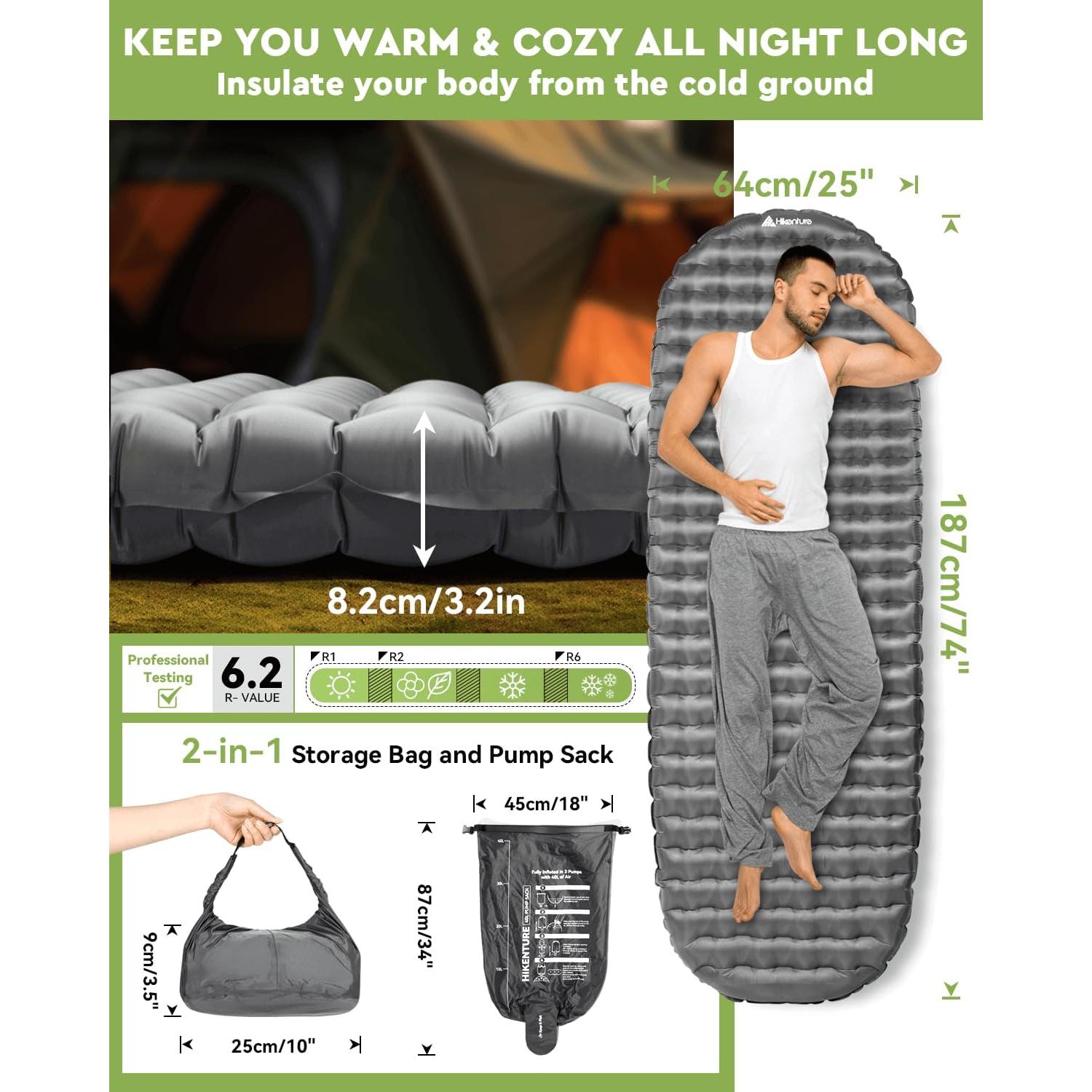 Colchón Inflable Hikenture SLEEPINGPAD 8.1 cm Grueso para Camping