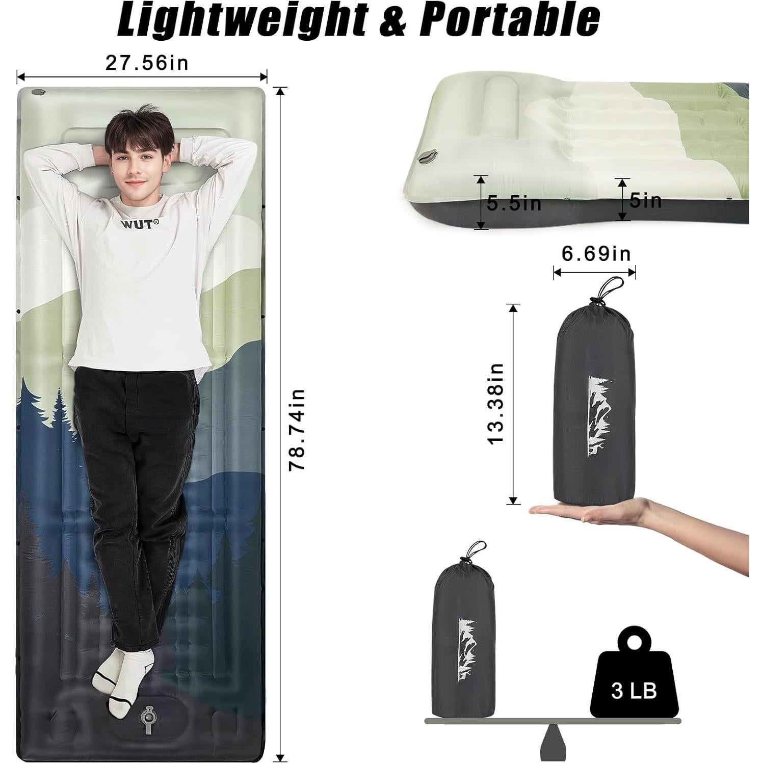 Colchón Inflable Camping PickyNproud XZIJ004201 12.7 cm