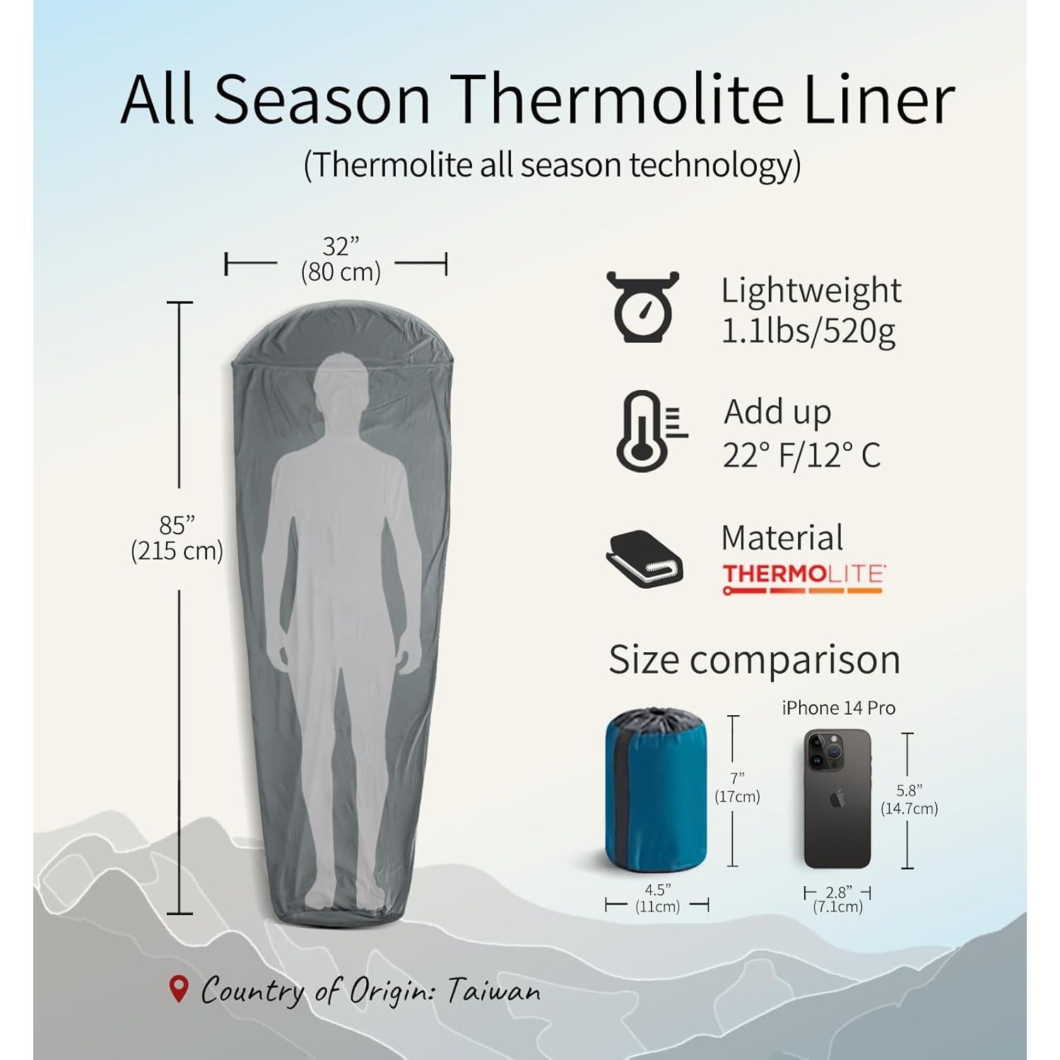 Forro de Saco de Dormir Litume E626 Thermolite 215x80cm