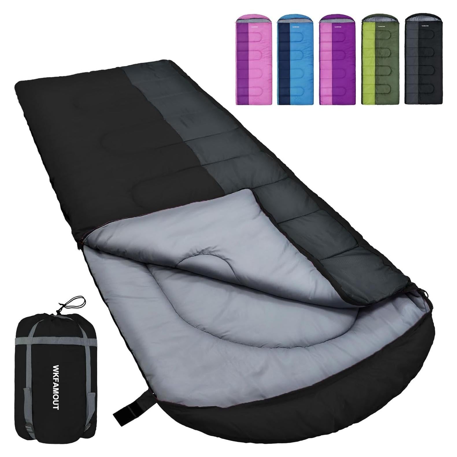 Saco de Dormir Impermeable WKFAMOUT 10 Grados XL para Camping
