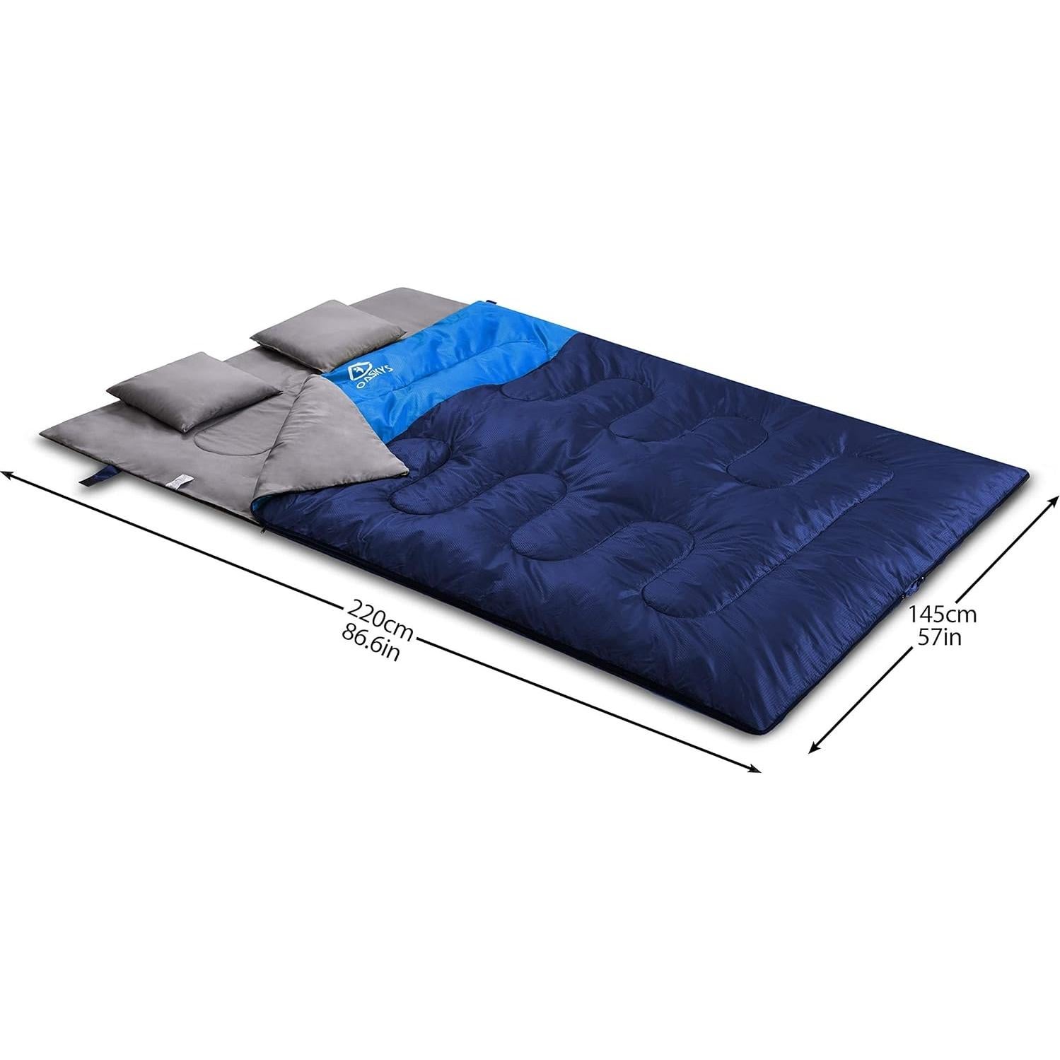 Saco de Dormir Doble Oaskys XL Impermeable para 2 Personas