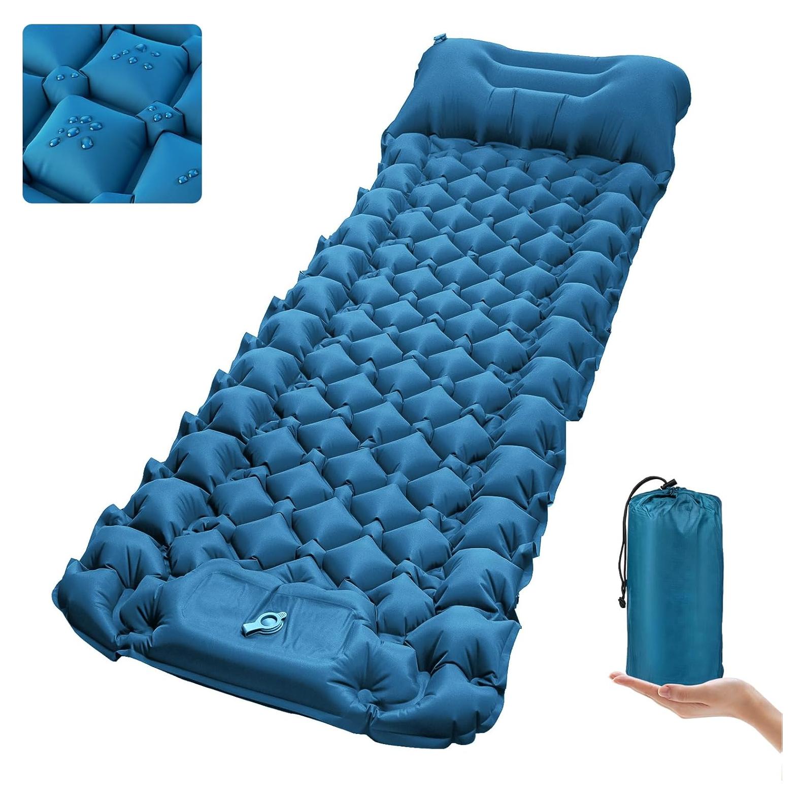 covacure Sleeping Pad for Camping - Ultralight Self-Inflating Camping Pad Mat with Built-in Foot Pump, Durable & Waterproof Air Mattress for Hiking