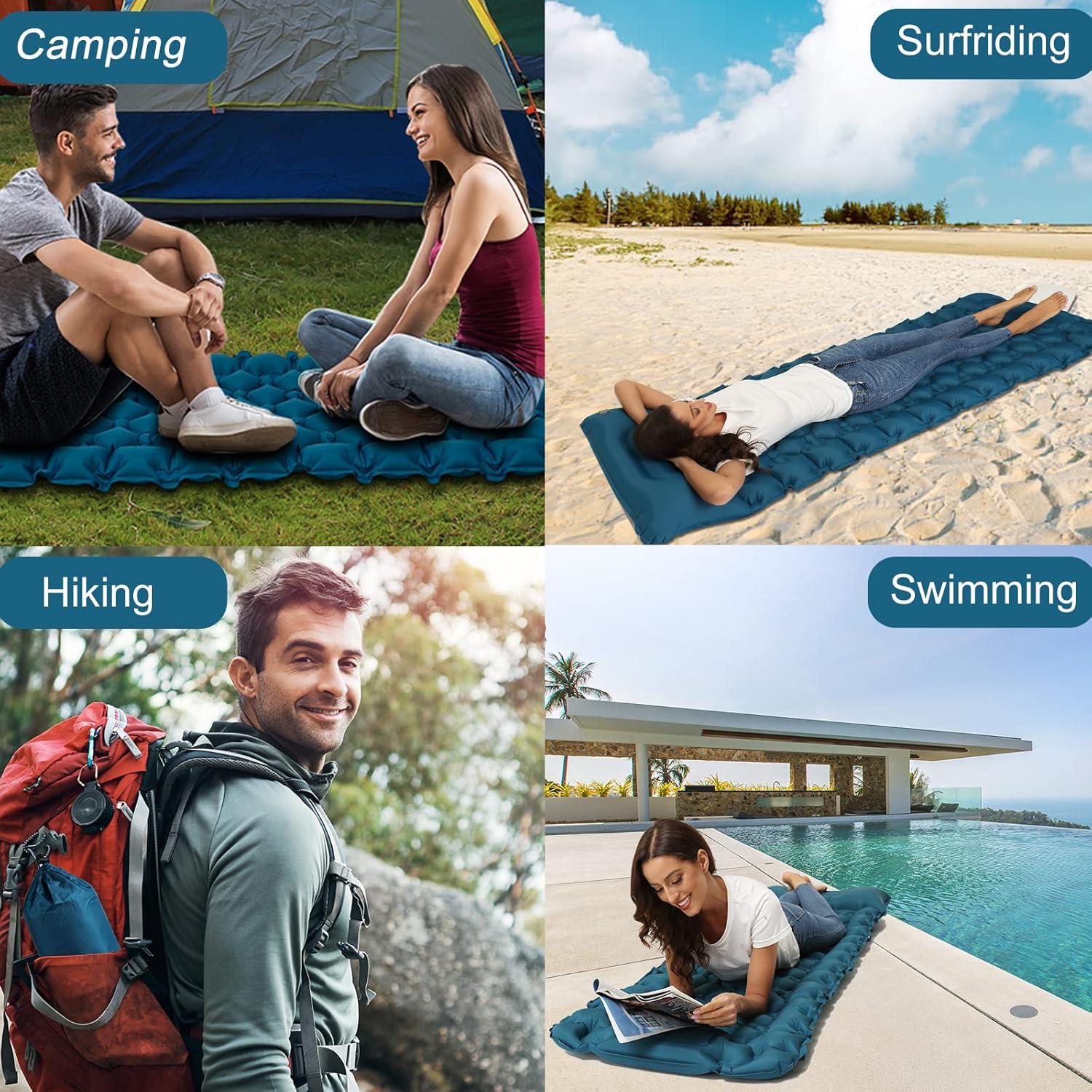 covacure Sleeping Pad for Camping - Ultralight Self-Inflating Camping Pad Mat with Built-in Foot Pump, Durable & Waterproof Air Mattress for Hiking