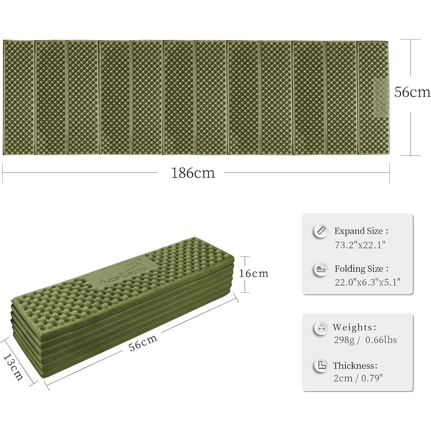 Almohadilla de Espuma AceCamp Verde 1.85m Ligera y Compacta