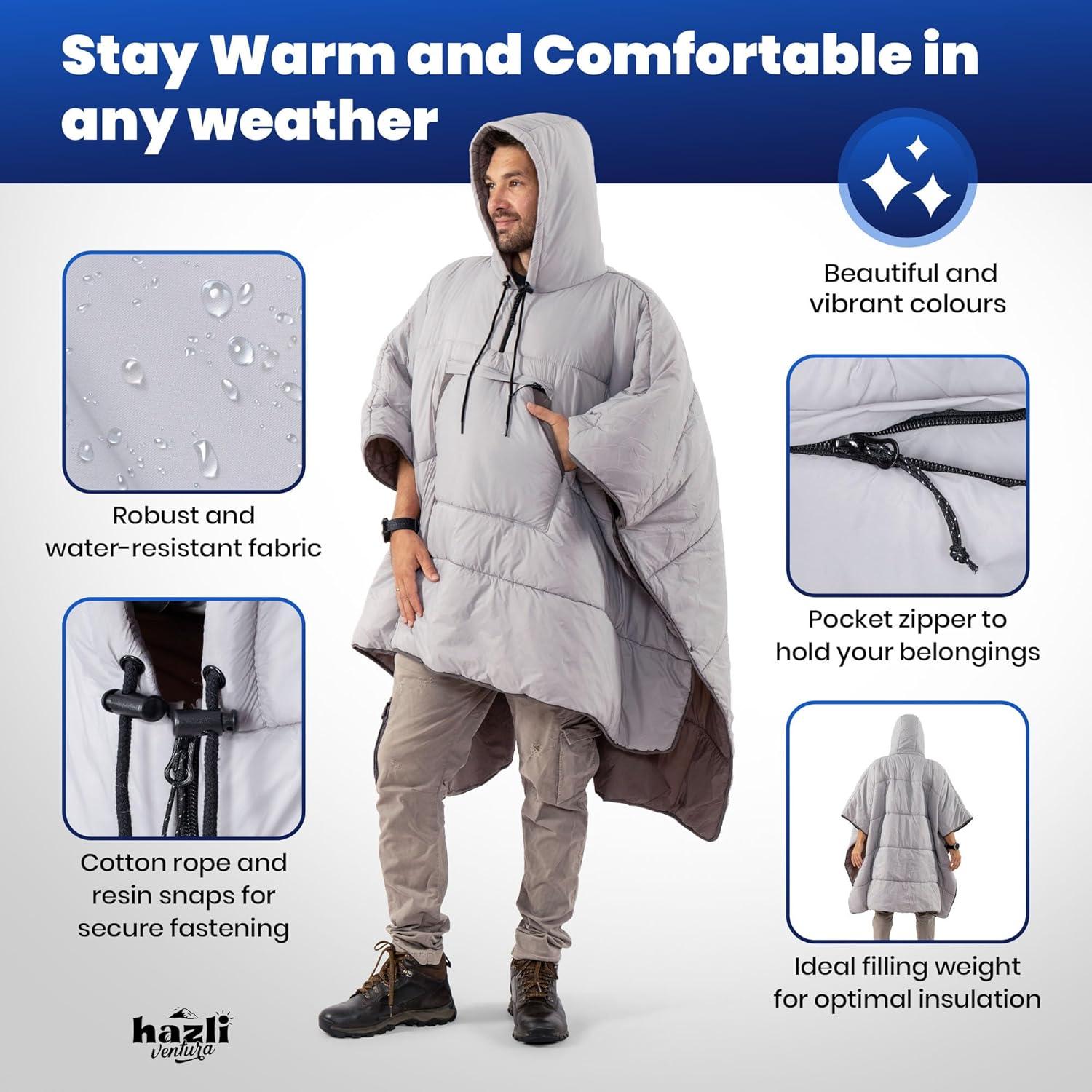 hazli Warm Camping Blanket - Stadium Blanket, Wearable Sleeping Bag Adult, Stadium Sack, Stadium Blankets for Cold Weather, Outdoor Sports Mom Essentials, Stadium Sak, Outdoor Blanket for Sports