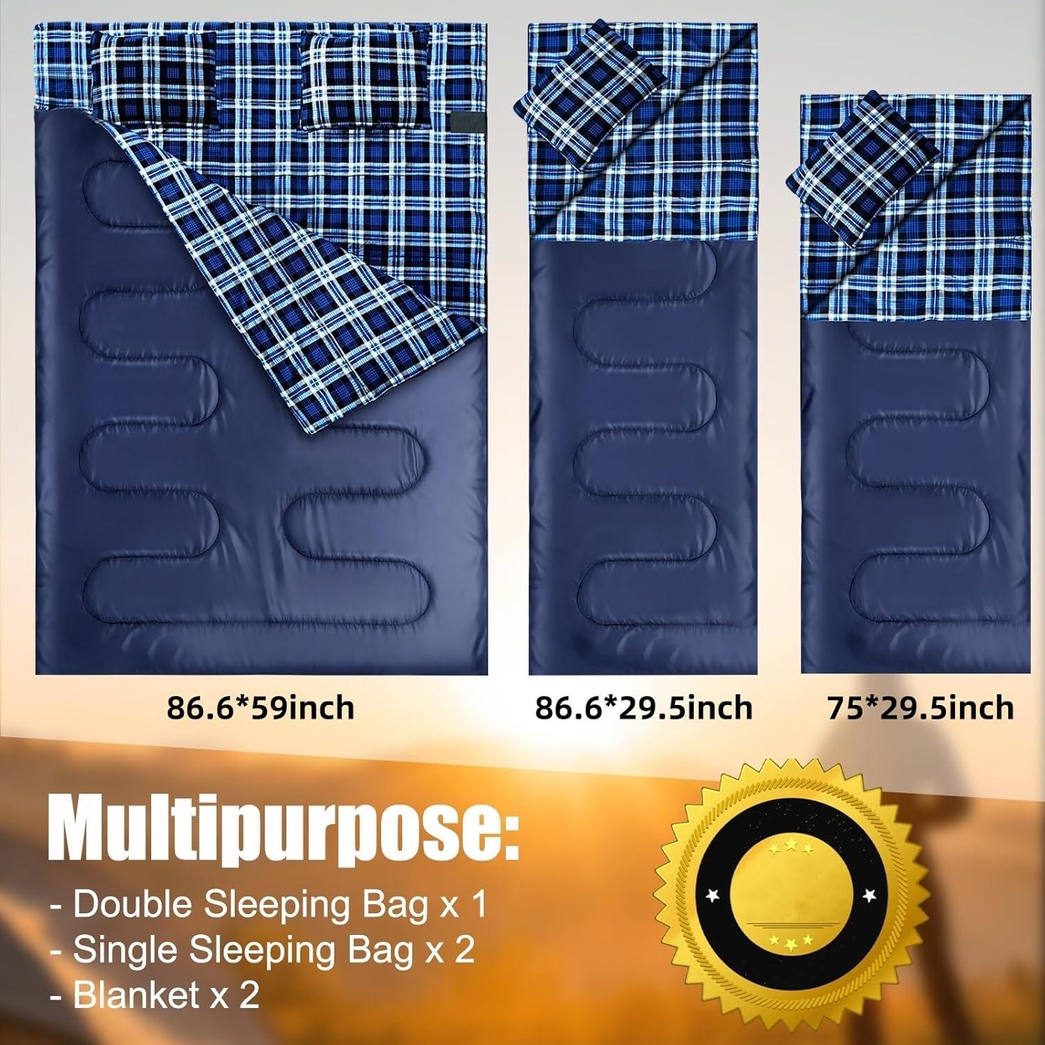 Saco de Dormir Doble BESTEAM para 2 Personas 220x150cm