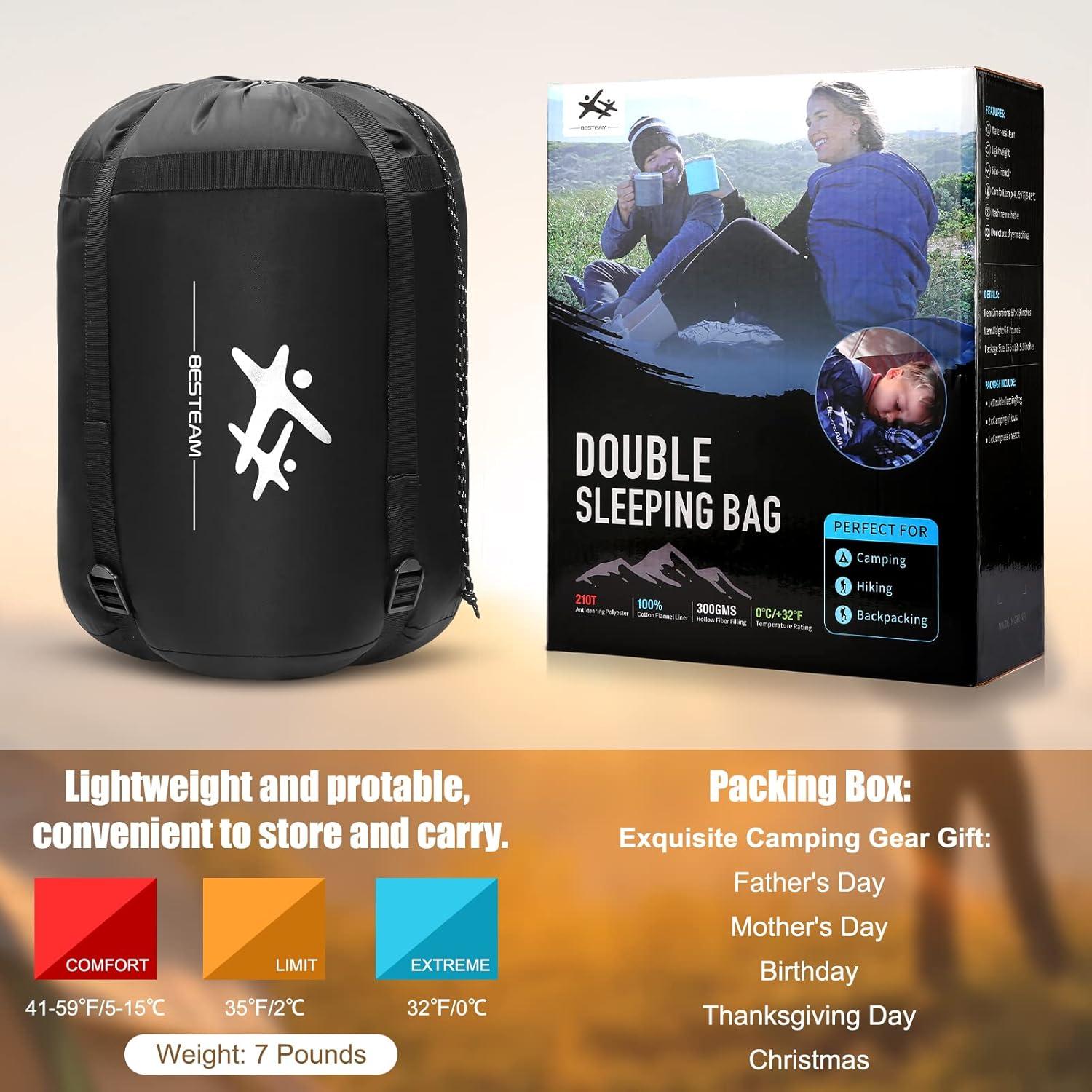 Saco de Dormir Doble BESTEAM para 2 Personas 220x150cm