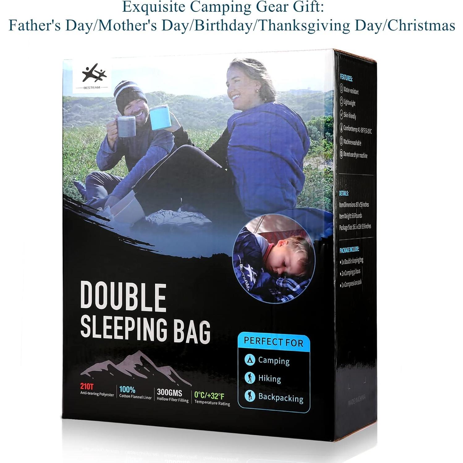 Saco de Dormir Doble BESTEAM para 2 Personas 220x150cm