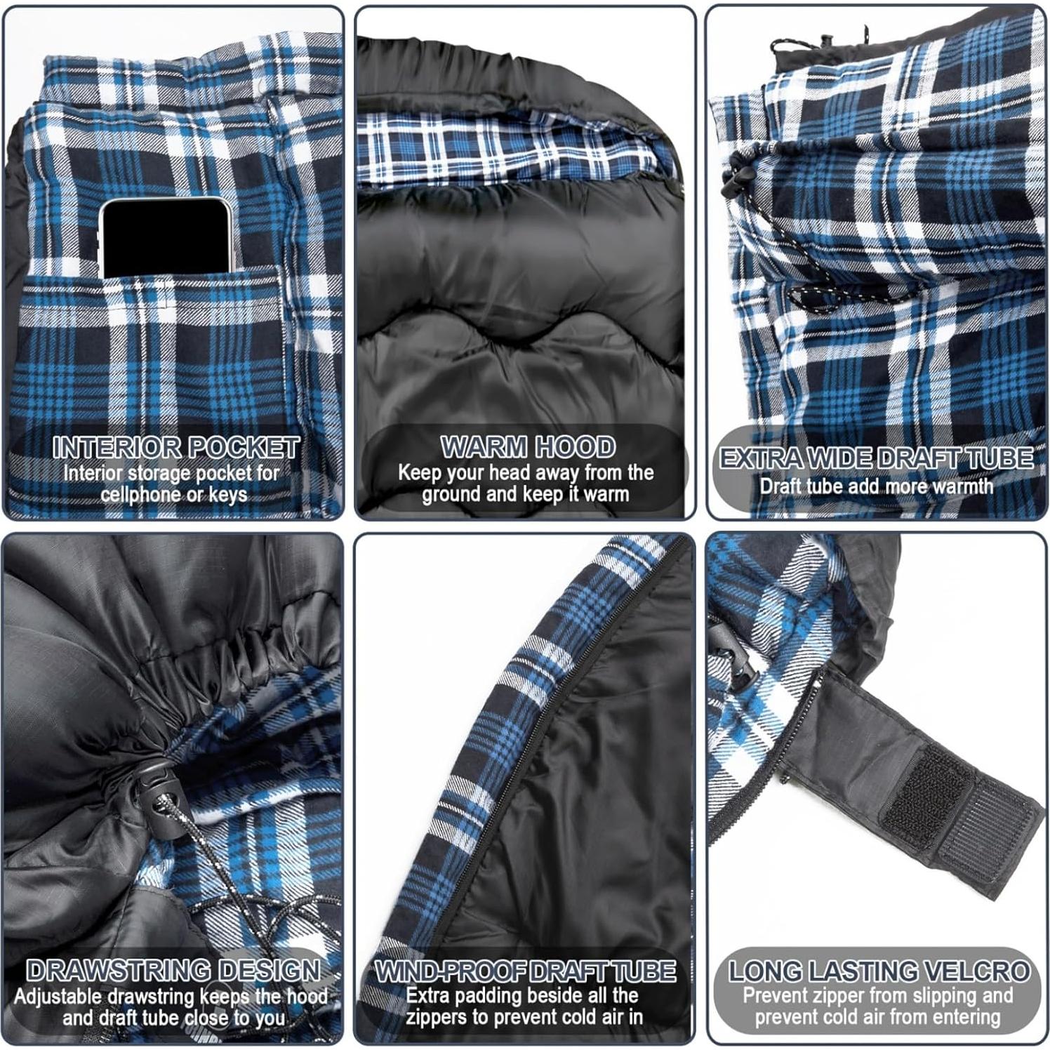 Saco de Dormir Doble Forinbuy FB2309 Azul 0°C Queen