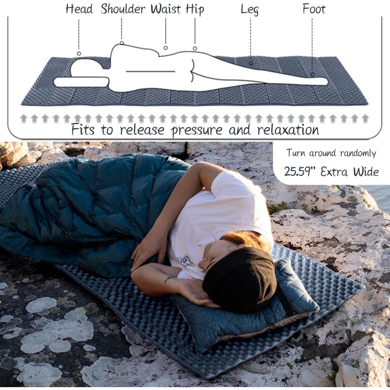 Almohadilla Plegable para Dormir Windhike 200x65 cm Azul