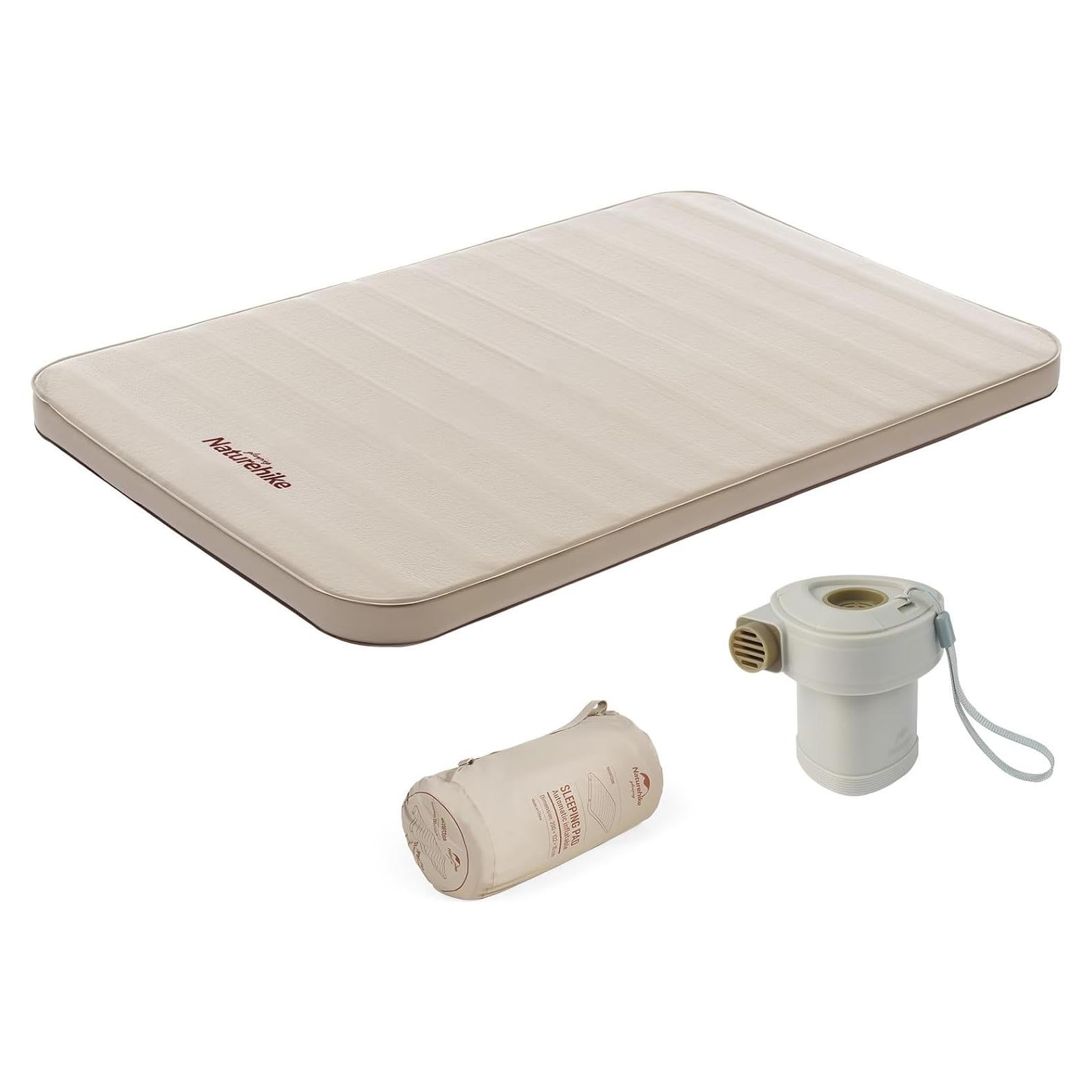 Naturehike Self Inflating Sleeping Pad Camping Air Mattress with Portable Mini Air Pump Inflatable Mattress for Home, Camping, Guests Double