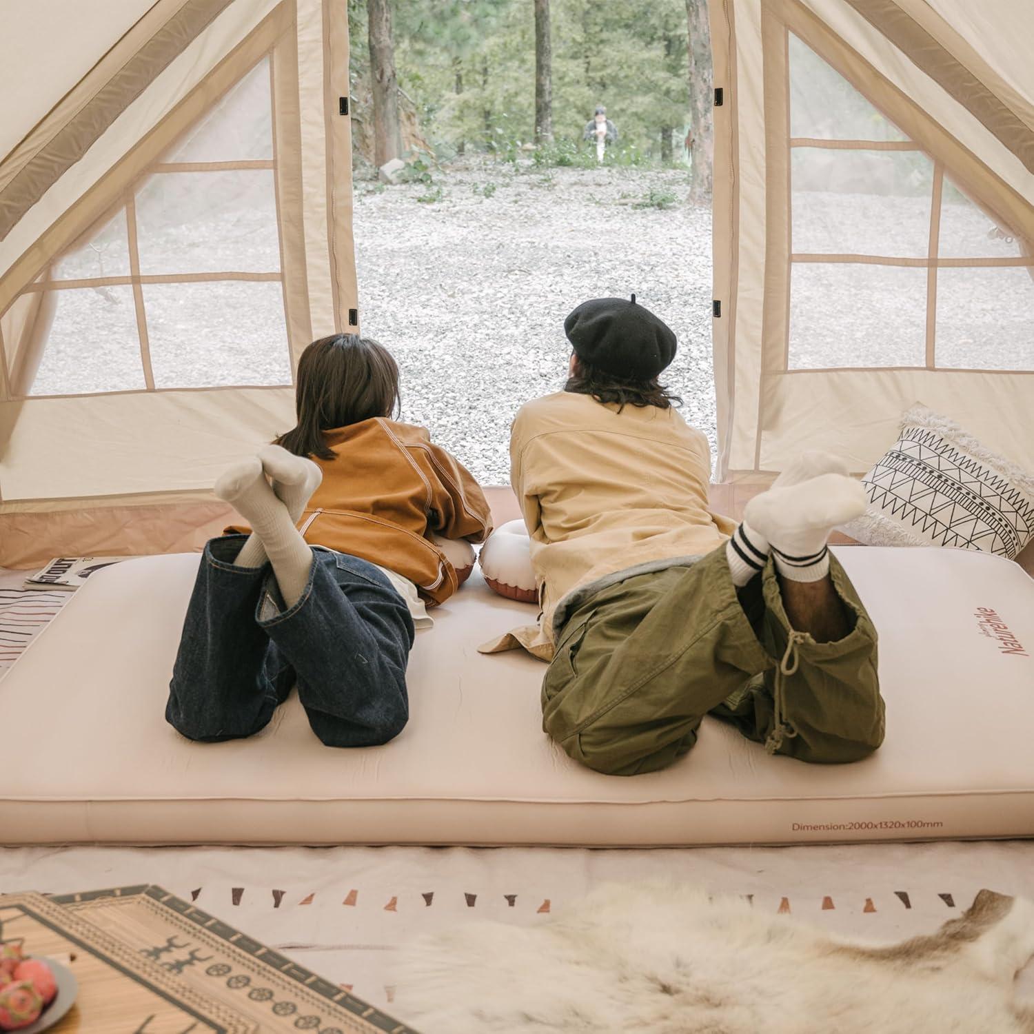 Naturehike Self Inflating Sleeping Pad Camping Air Mattress with Portable Mini Air Pump Inflatable Mattress for Home, Camping, Guests Double