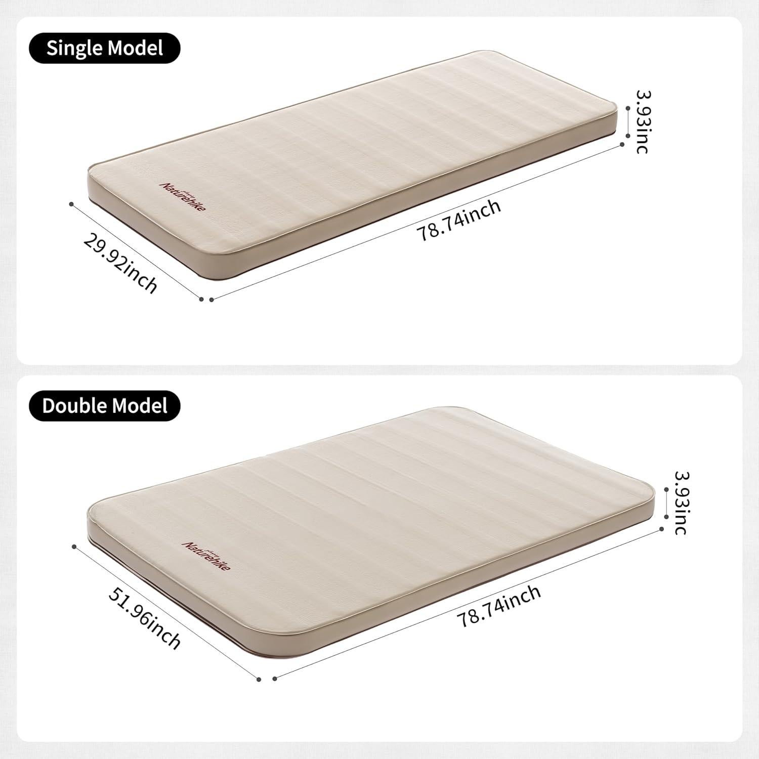 Naturehike Self Inflating Sleeping Pad Camping Air Mattress with Portable Mini Air Pump Inflatable Mattress for Home, Camping, Guests Double