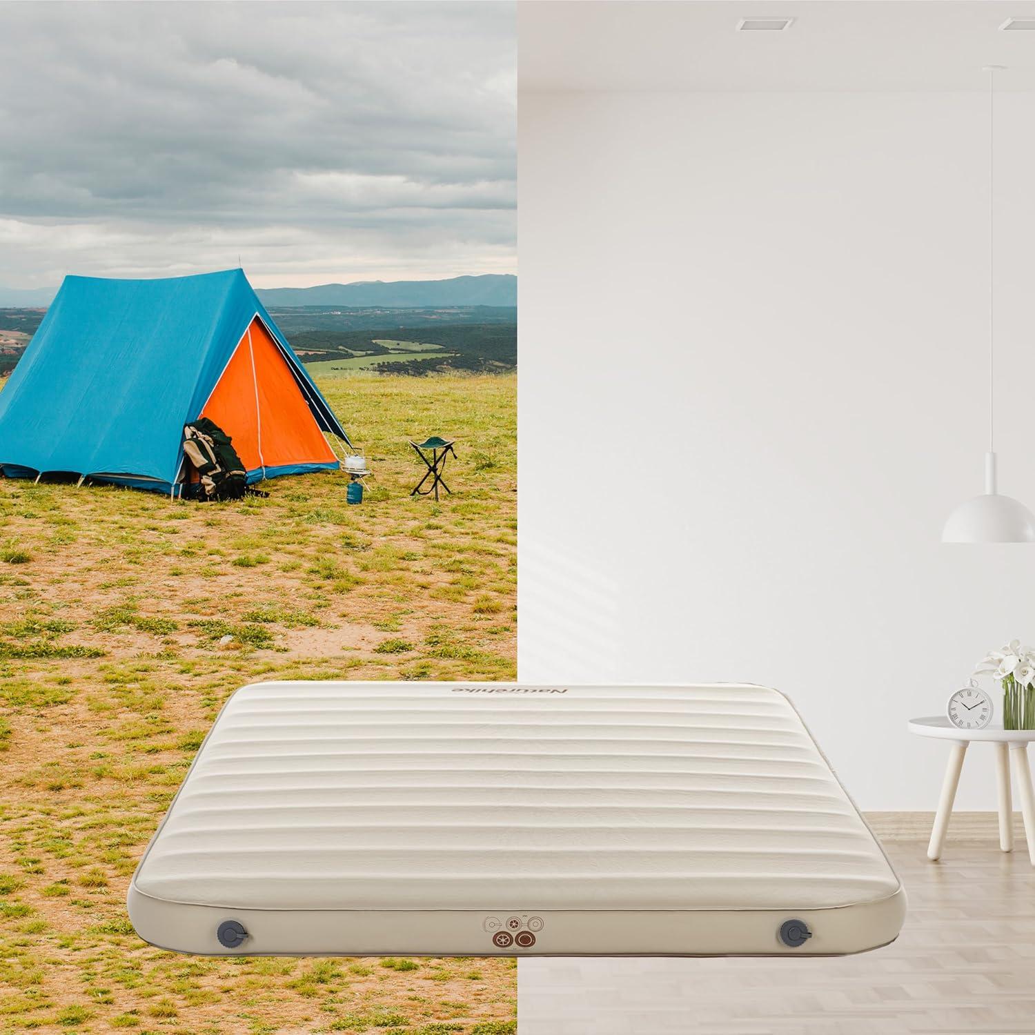 Naturehike Self Inflating Sleeping Pad Camping Air Mattress with Portable Mini Air Pump Inflatable Mattress for Home, Camping, Guests Double