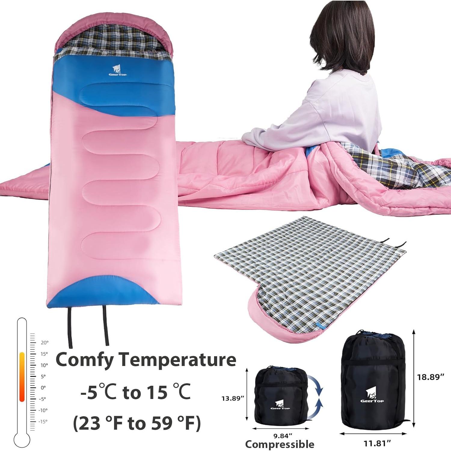 Saco de Dormir GEERTOP Franela XXL para Climas Fríos