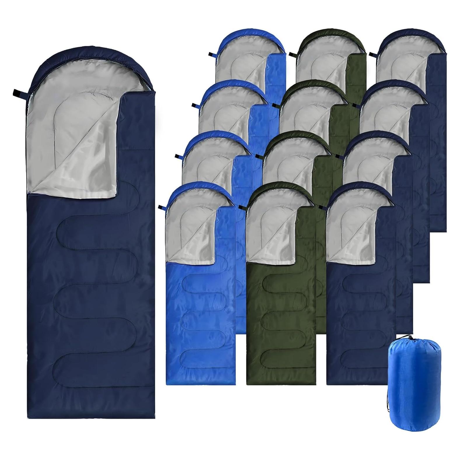 12 Sacos de Dormir Ayearparty para Camping 210x75cm Impermeables
