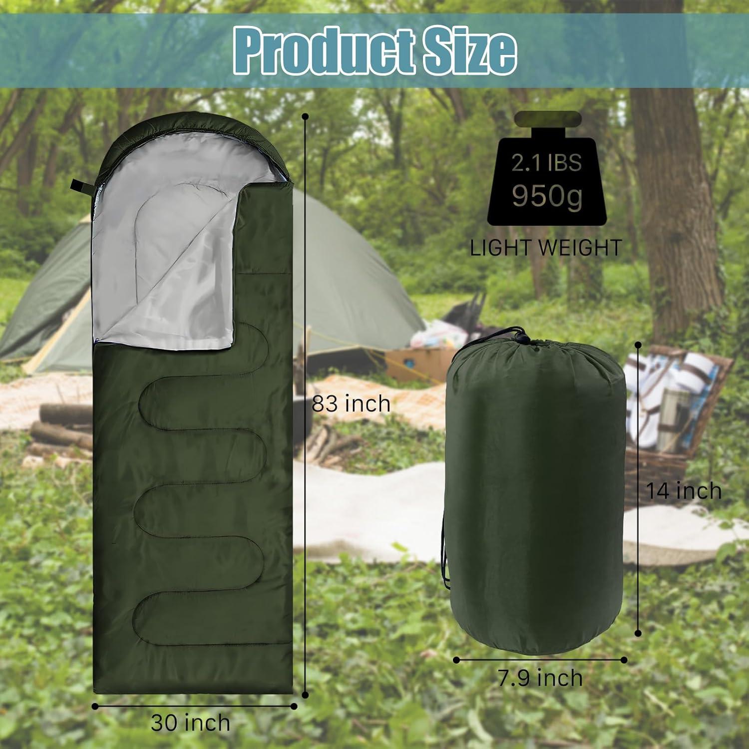 12 Sacos de Dormir Ayearparty para Camping 210x75cm Impermeables