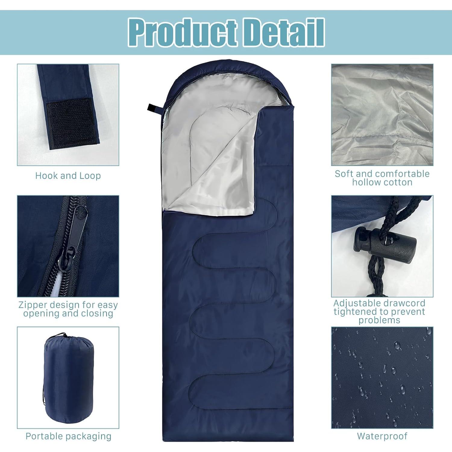 12 Sacos de Dormir Ayearparty para Camping 210x75cm Impermeables