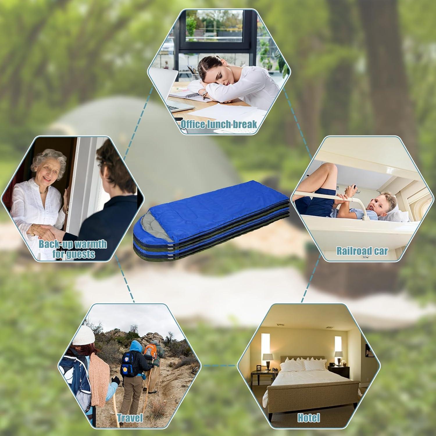 12 Sacos de Dormir Ayearparty para Camping 210x75cm Impermeables