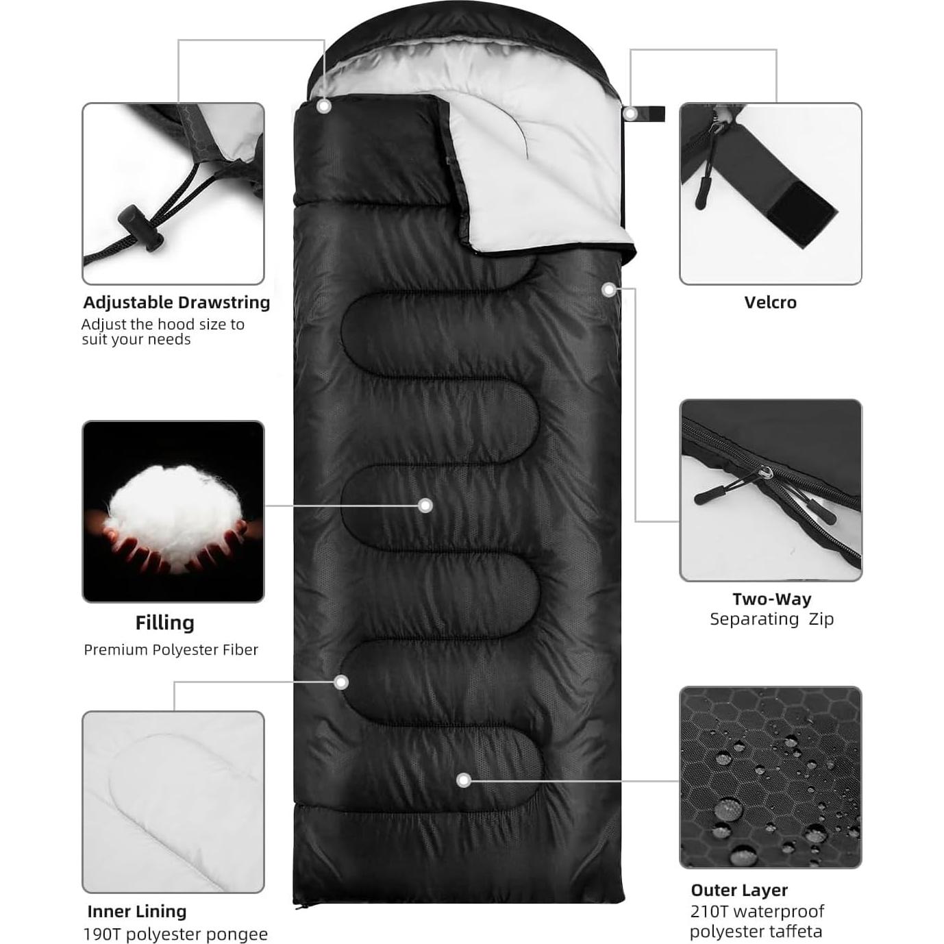 Saco de dormir HBWHYMX 218x80 cm impermeable 1 persona