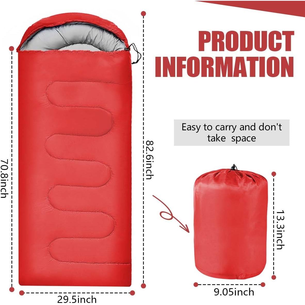 Saco de dormir OBTANIM 4 estaciones 210x76cm rojo ligero