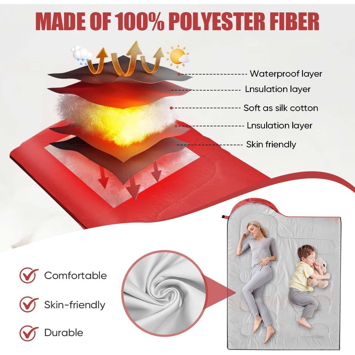 Saco de dormir OBTANIM 4 estaciones 210x76cm rojo ligero