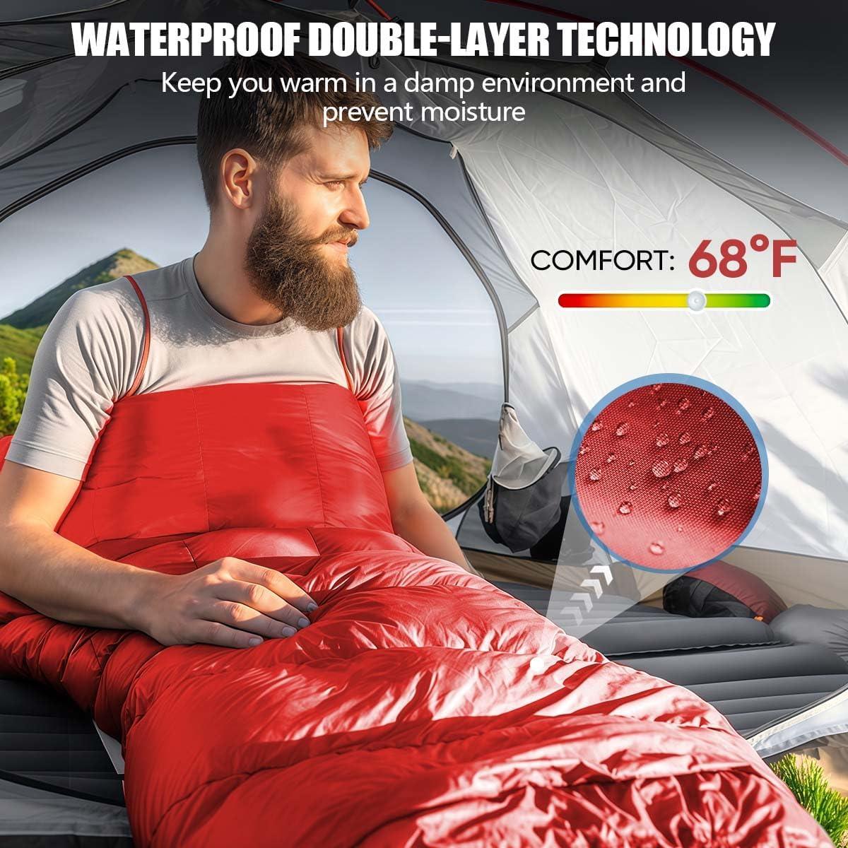 Saco de dormir OBTANIM 4 estaciones 210x76cm rojo ligero