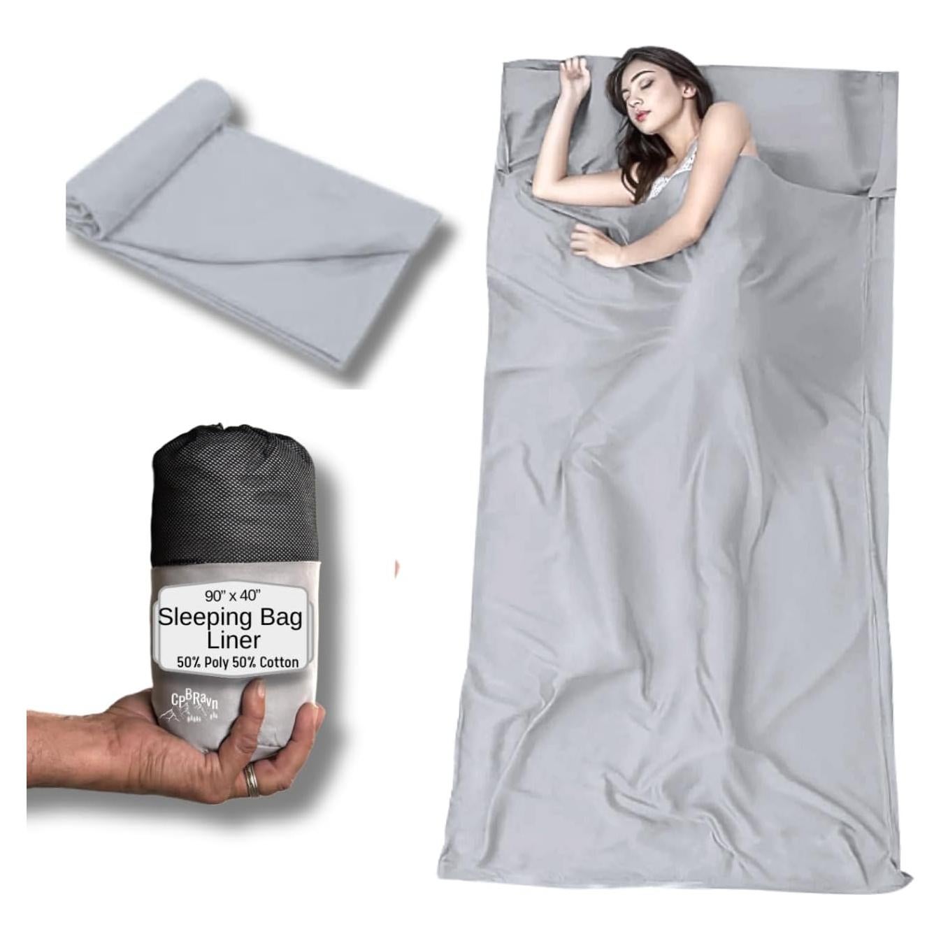 Saco de Dormir XL CPBRAVN Gris 228.6x101.6cm Algodón/Poliéster