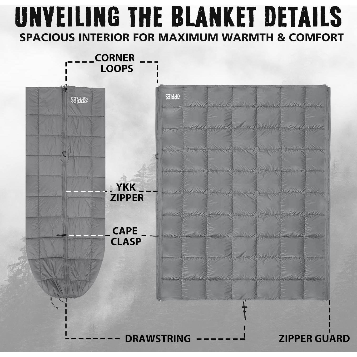 Manta Camping ZIPPIES 3M Thinsulate 200x155cm Gris