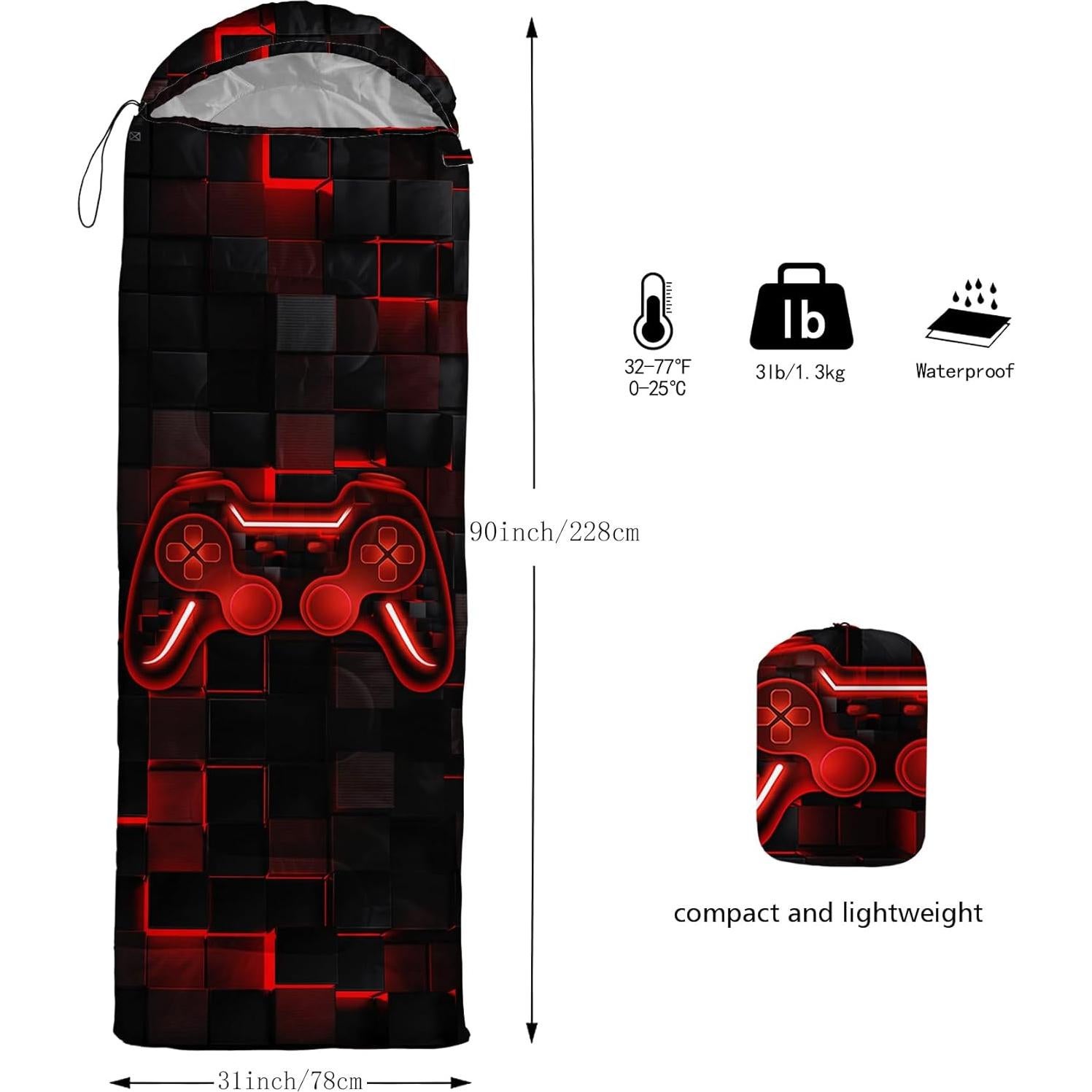 Saco de Dormir Axolotl Gamepad 3 Estaciones 229x79cm