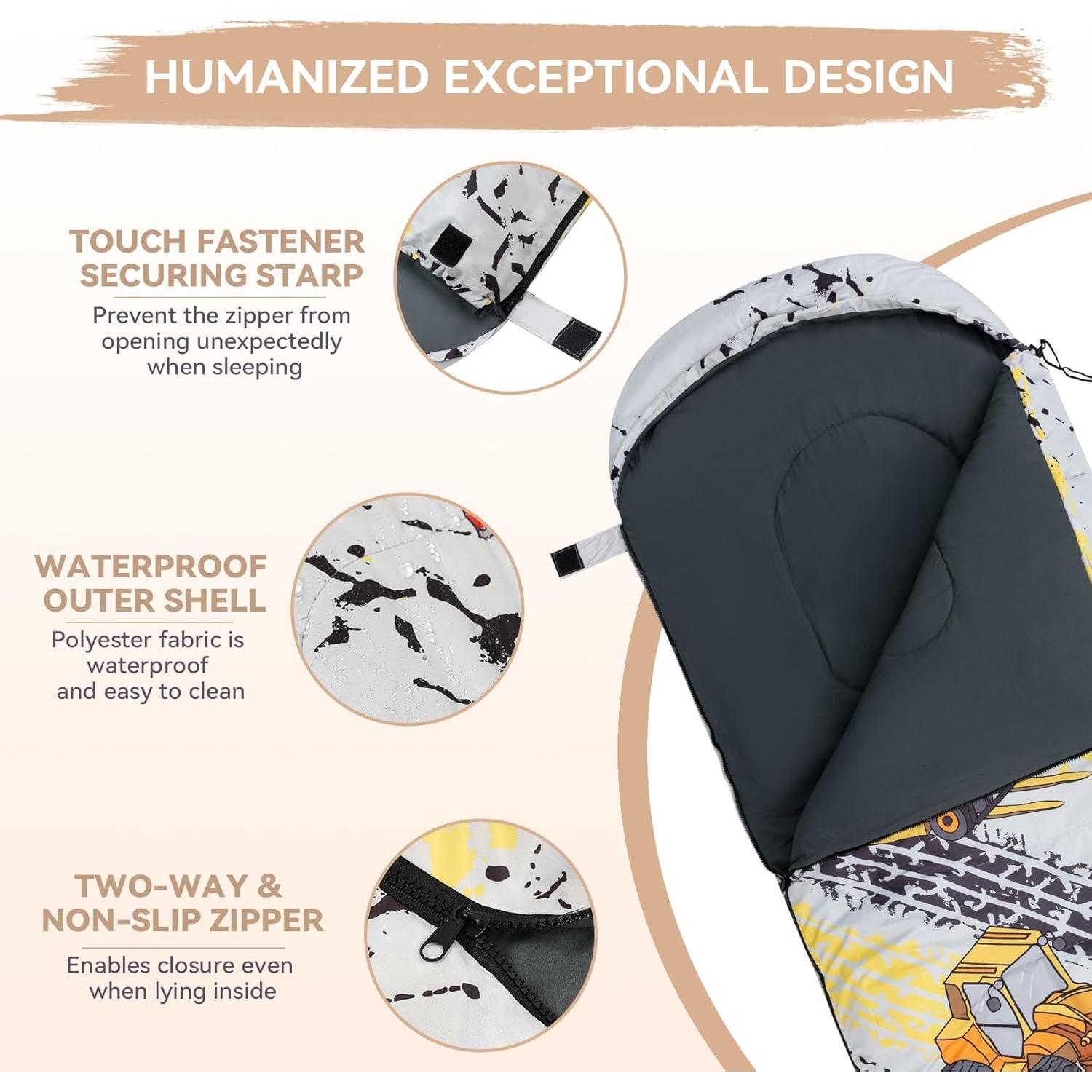 Saco de dormir juvenil Croosseoutdoors amarillo 3 temporadas