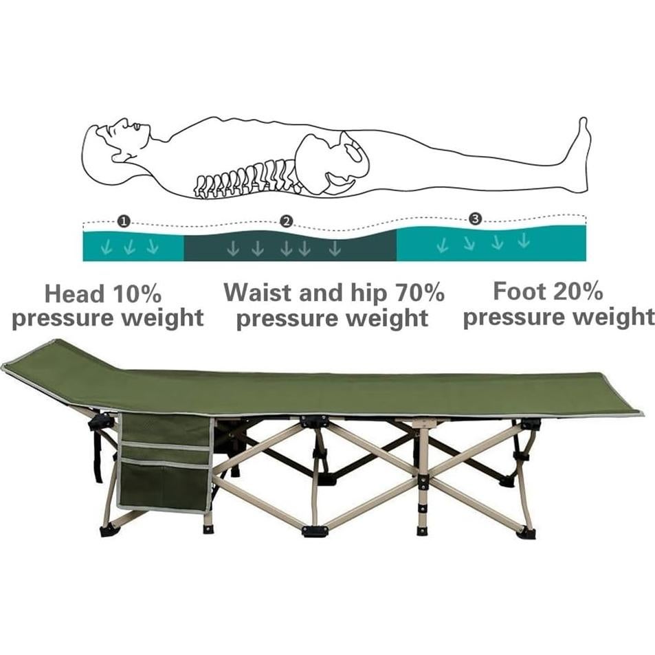 Cama de Camping Plegable Yaheetech 186x66x52cm Verde Militar