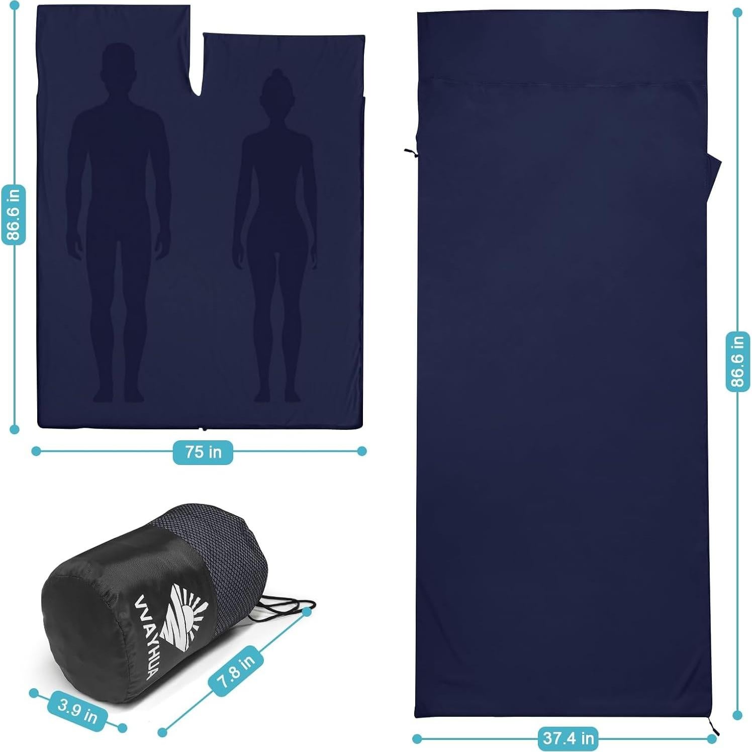 Saco de dormir forrado VVAYHUA 219x95 cm Azul Marino