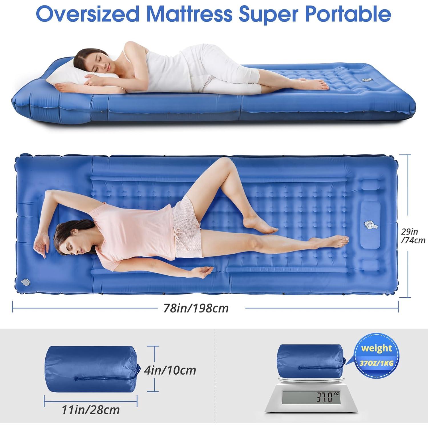 Colchoneta Inflable LILTSDRAE 5" con Almohada y Bomba - Azul